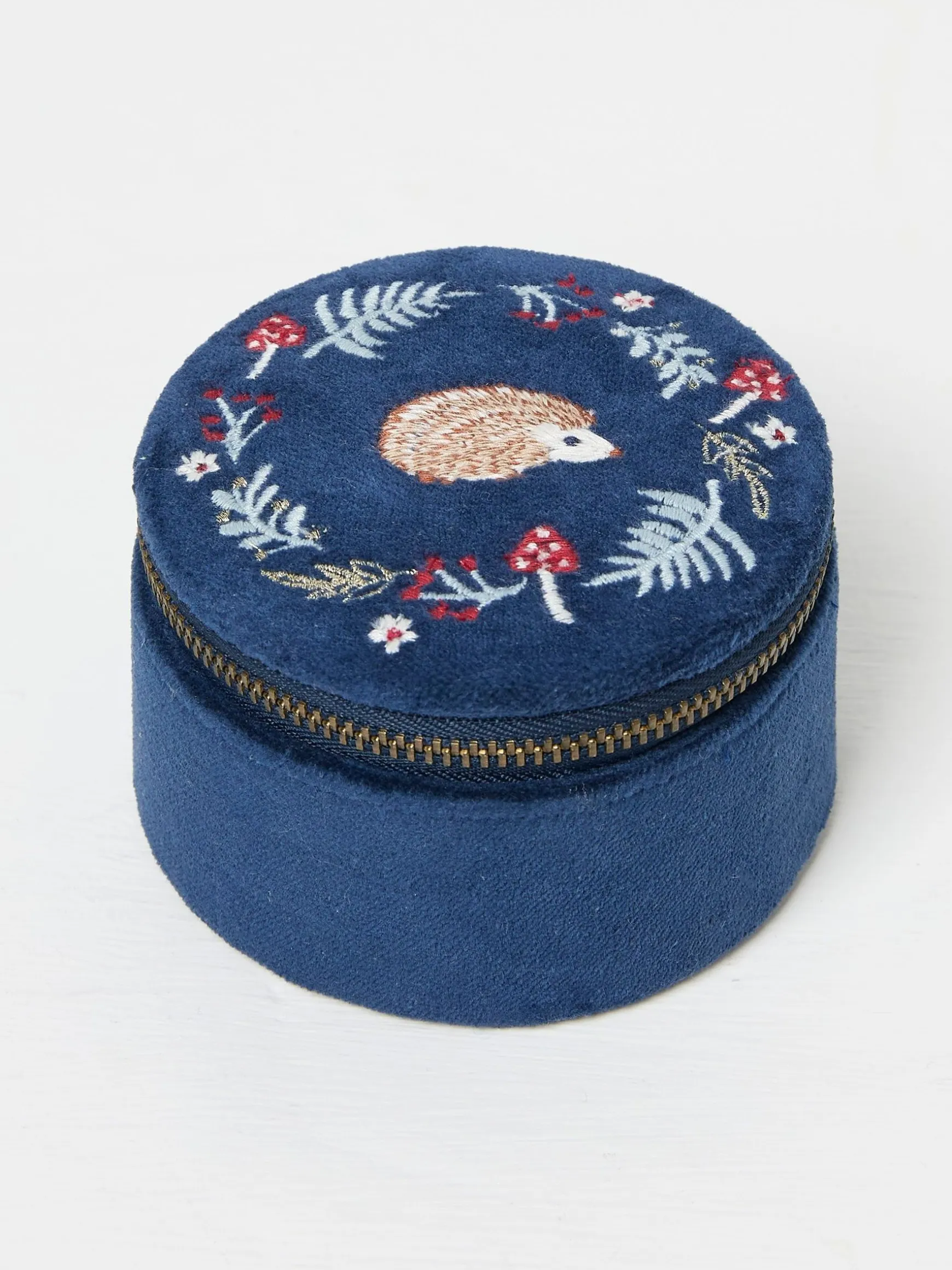 FatFace Hedgehog Travel Jewellery Box Blue Outlet