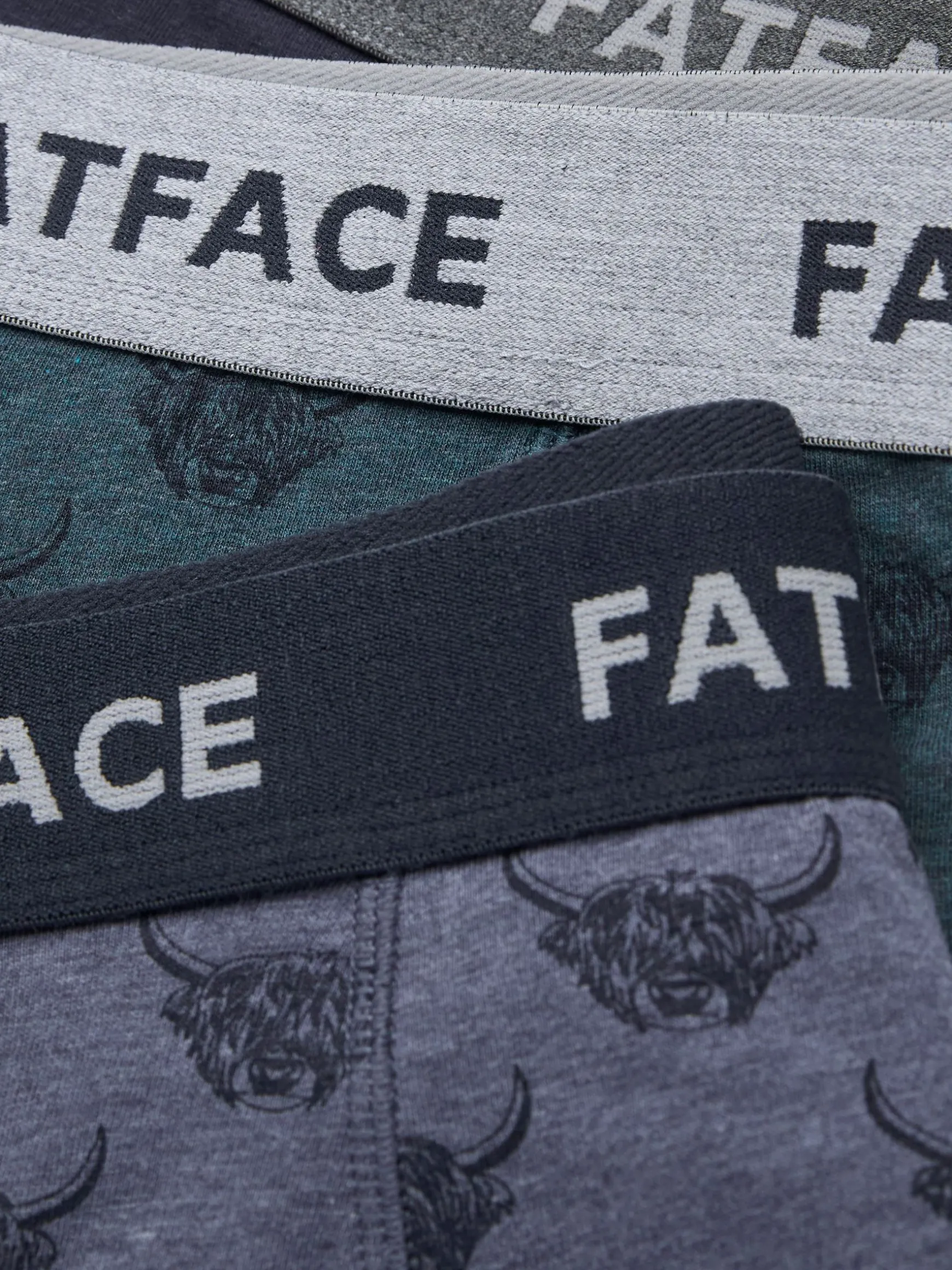 FatFace Cotton Boxers 3 Pack Blue Highland Cow Sale