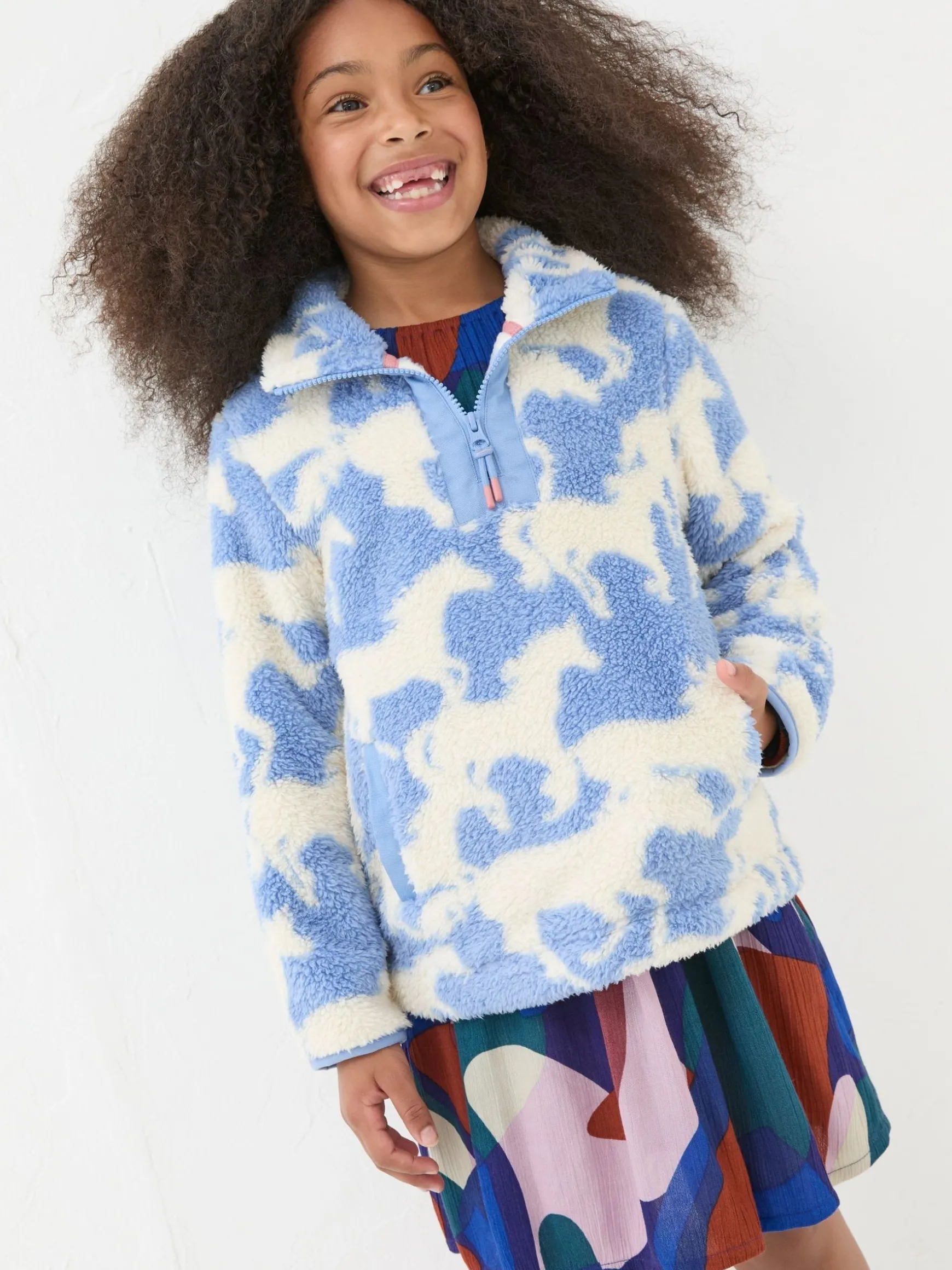 FatFace Horse Half Neck Fleece Blue Best