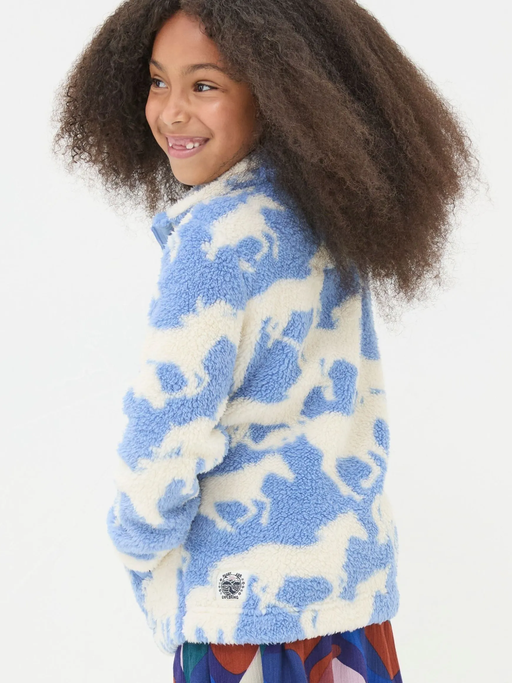 FatFace Horse Half Neck Fleece Blue Best