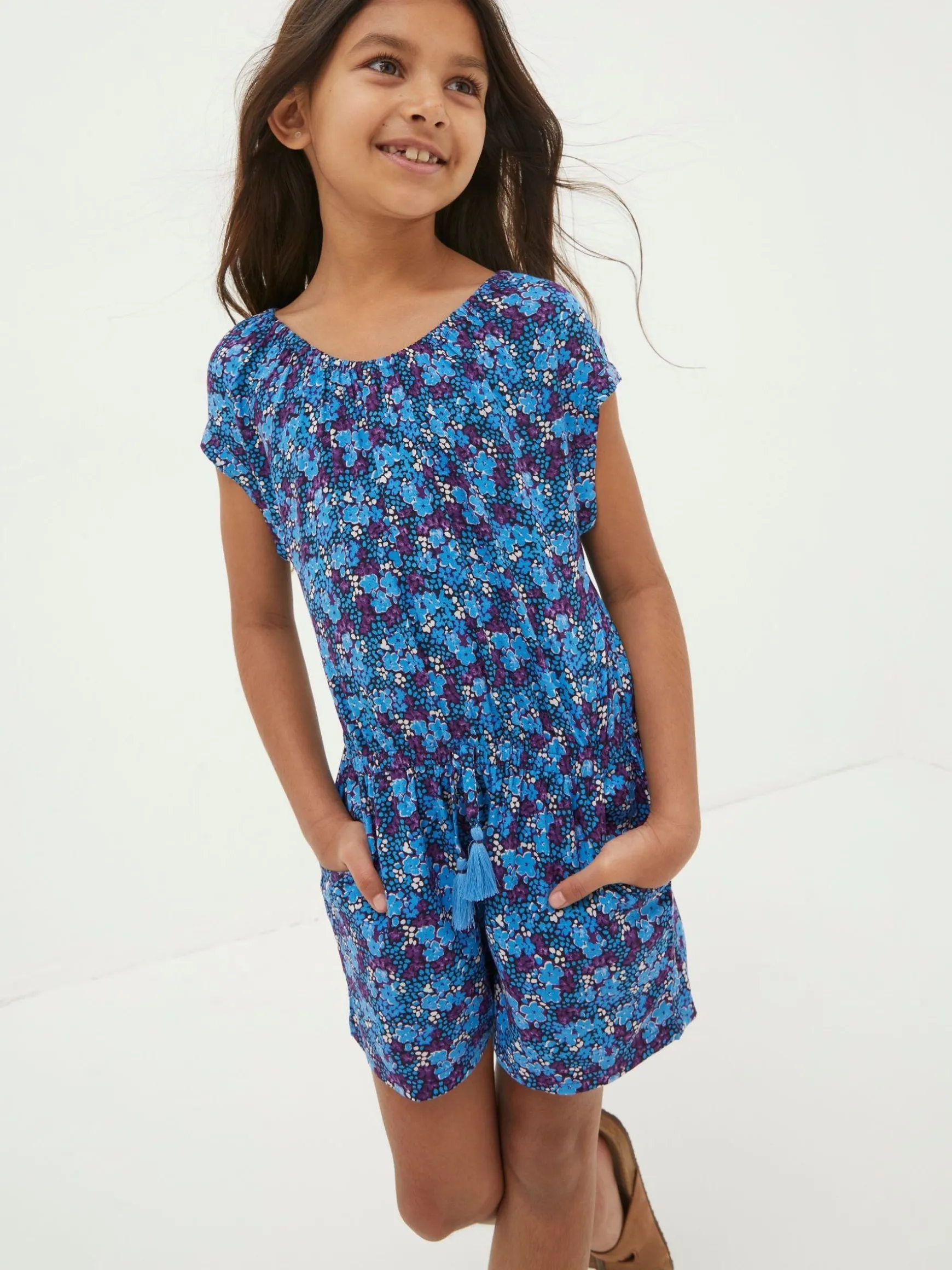 FatFace Ink Floral Printed Playsuit Blue Sale