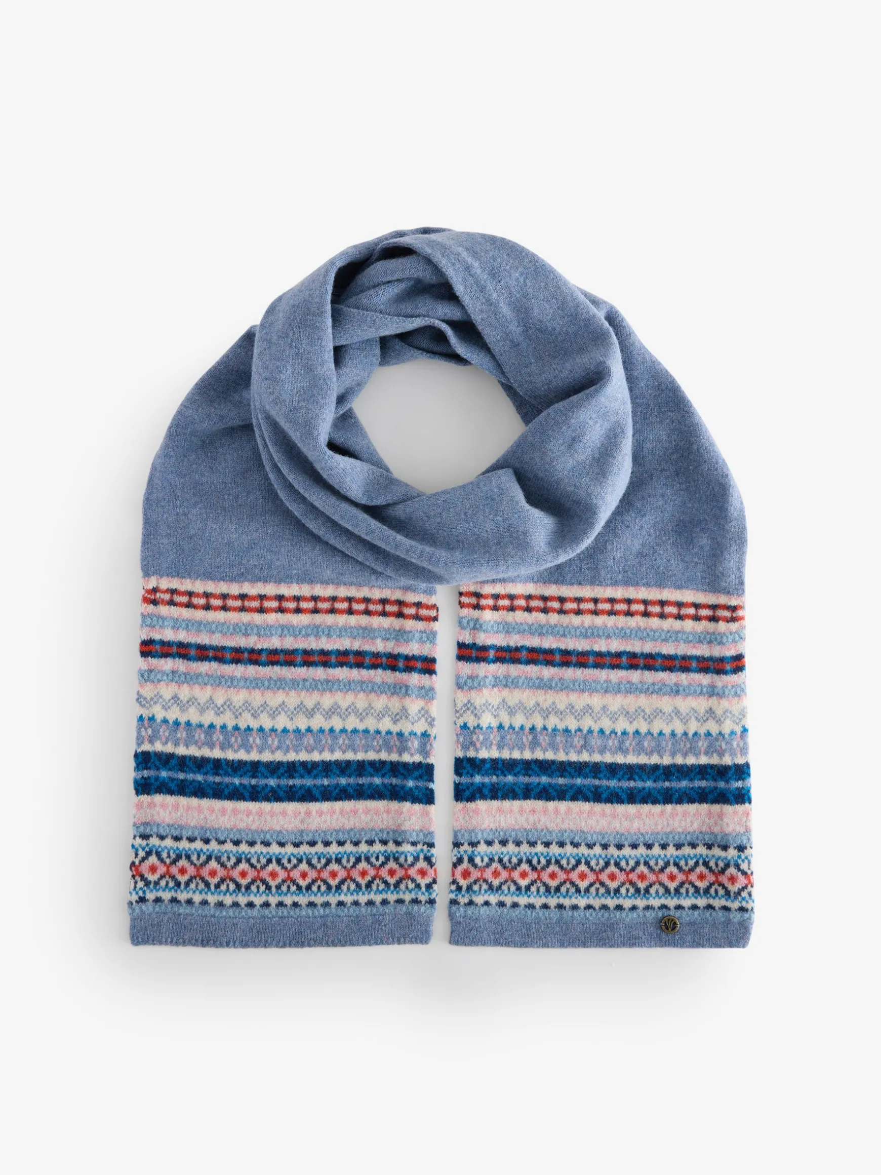 FatFace Lambswool Fairisle Scarf Blue Store