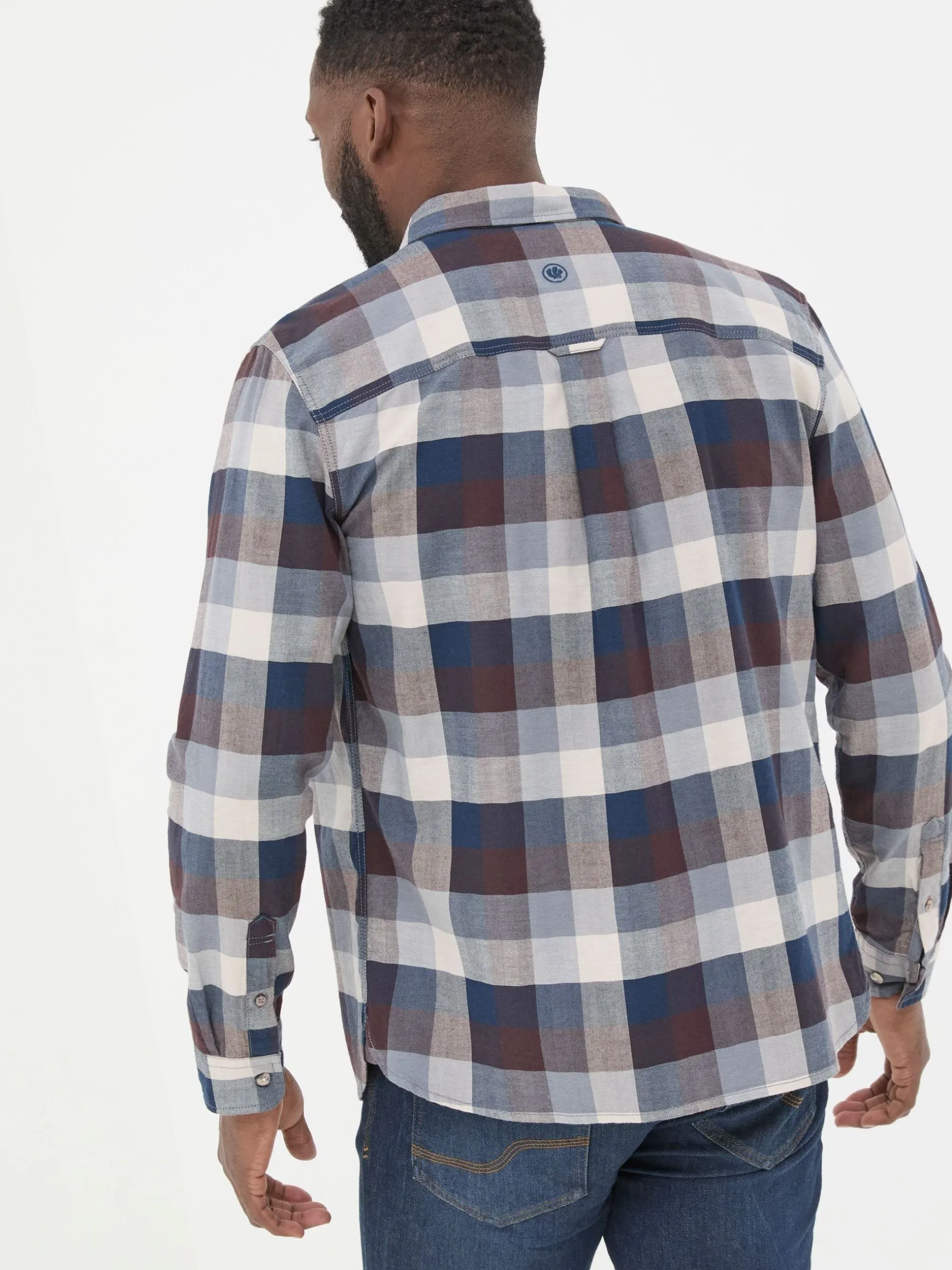 FatFace Long Sleeve Buffalo Check Shirt Blue Outlet