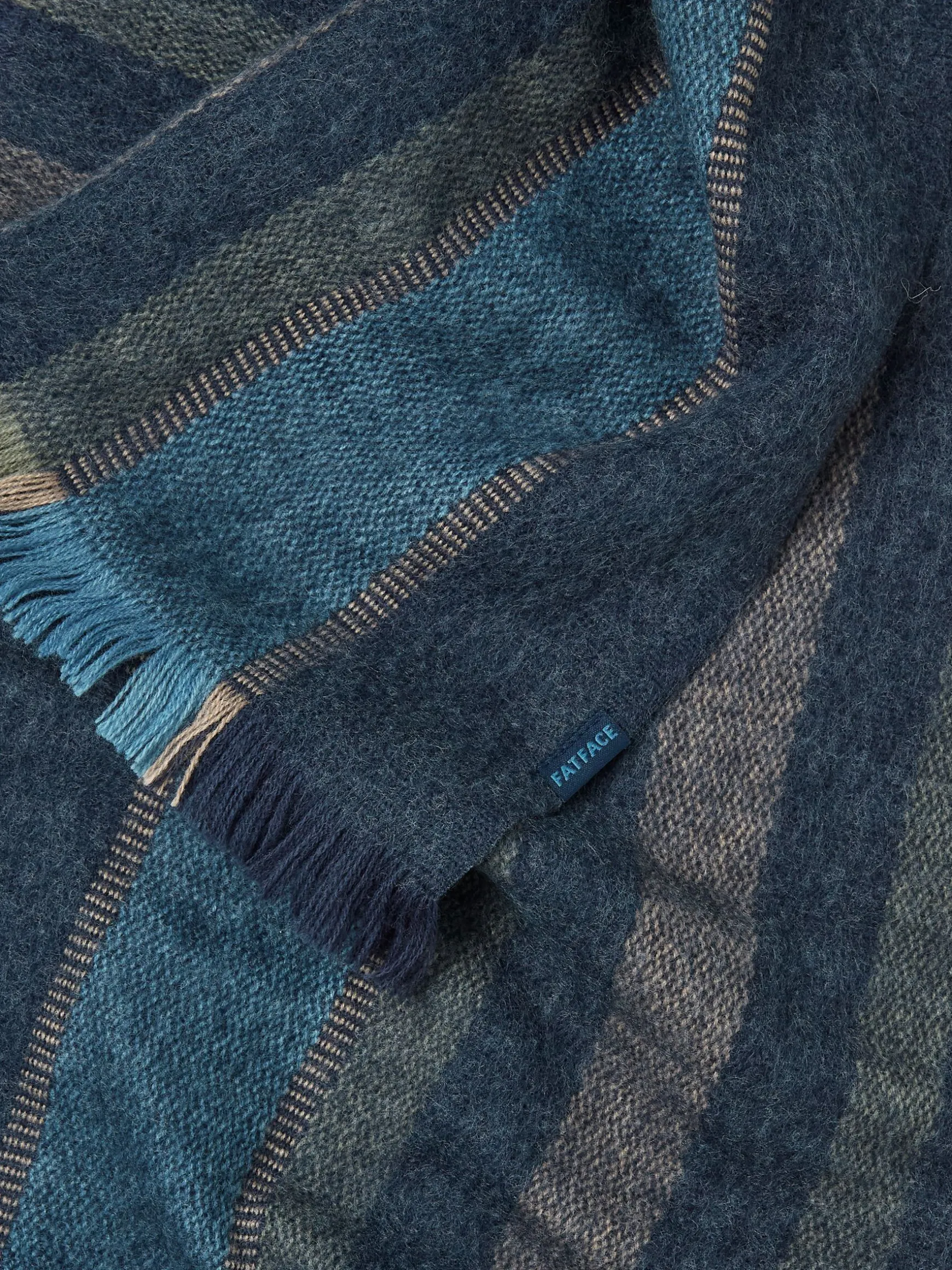 FatFace Woven Stripe Scarf Blue Marl Clearance