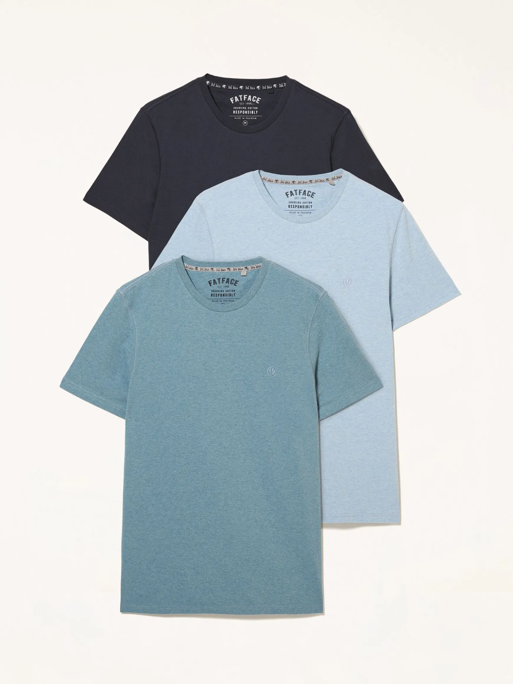 FatFace Mens T-Shirts 3 Pack Blue Cheap