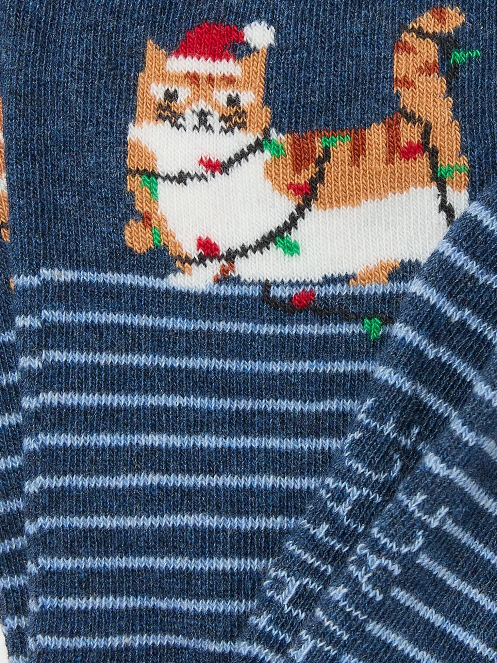 FatFace Womens Cat In Lights Socks 1 Pack Blue Navy Clearance