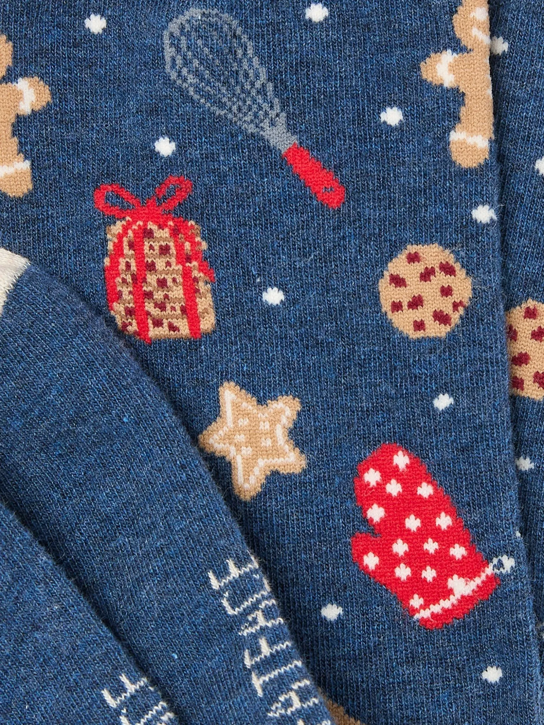 FatFace Womens Christmas Baking Socks 1 Pack Blue Navy New