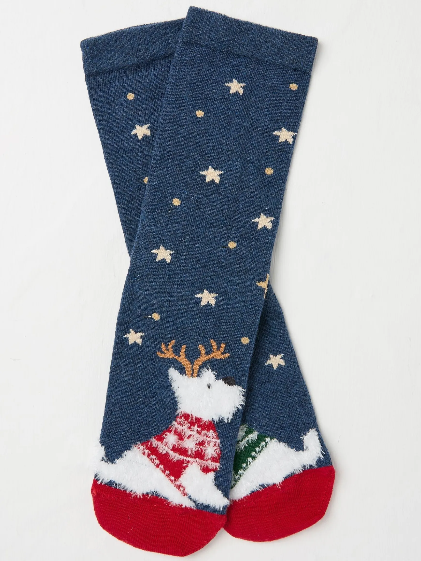 FatFace Womens Festive Kissing Westie Dog Socks 1 Pack Blue Navy Fashion