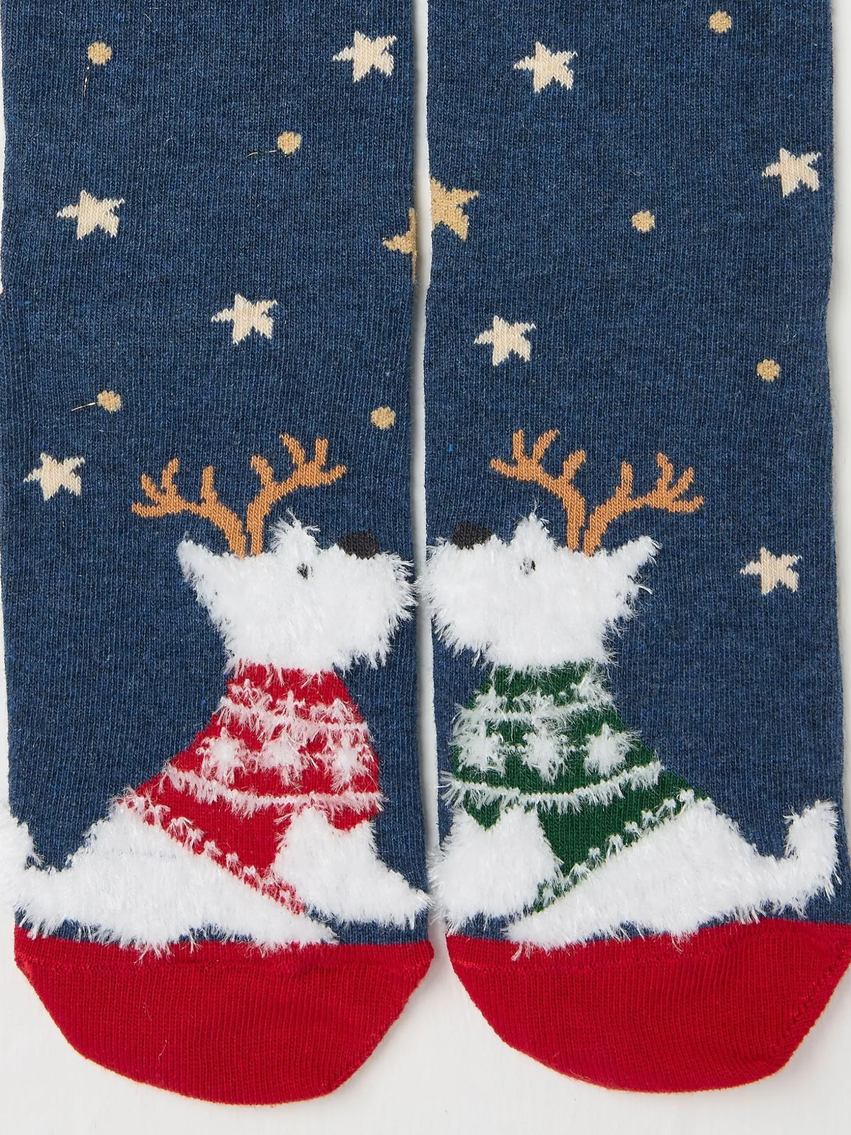 FatFace Womens Festive Kissing Westie Dog Socks 1 Pack Blue Navy Fashion