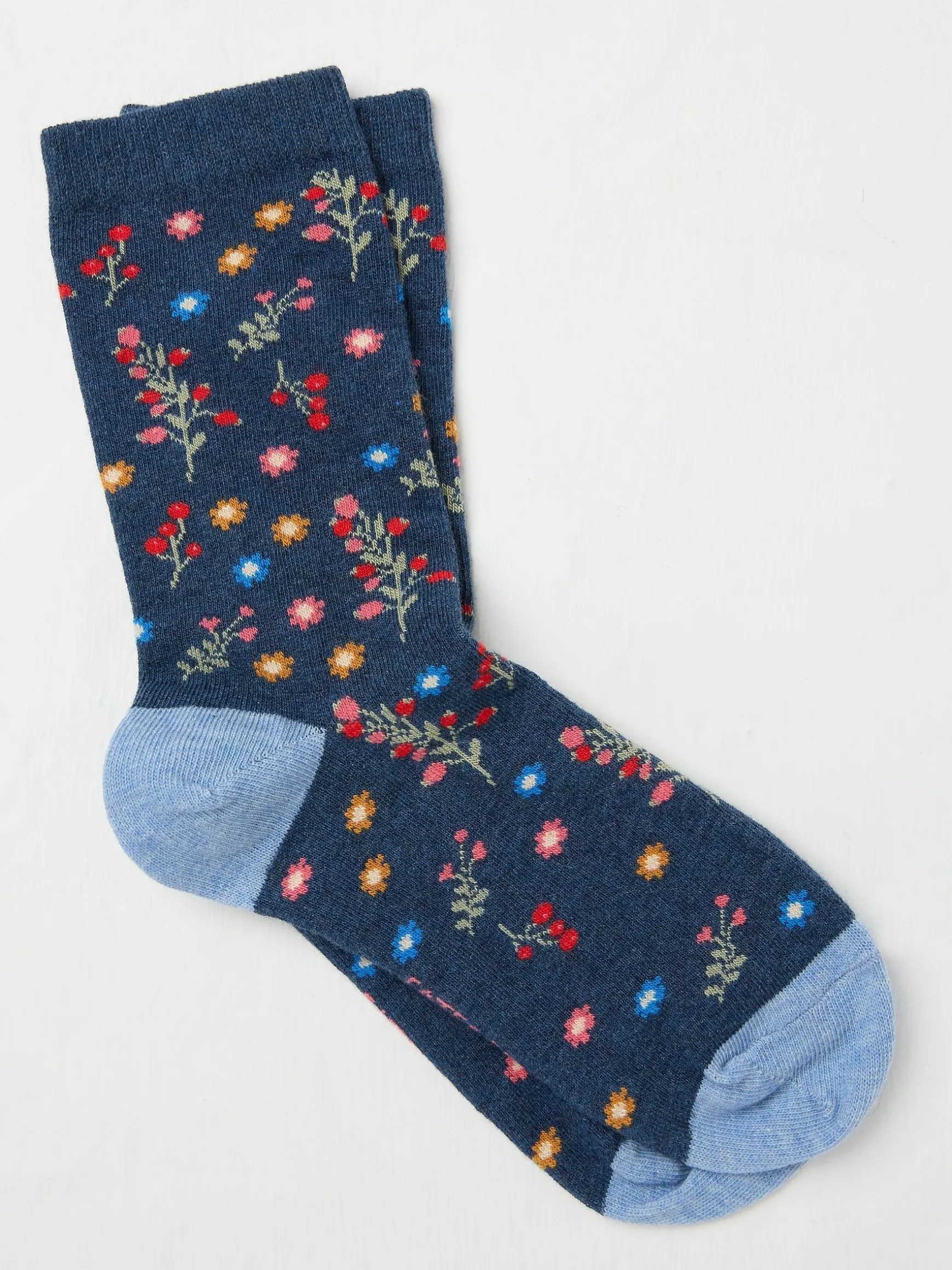 FatFace Womens Pop Floral Socks 1 Pack Blue Navy Flash Sale