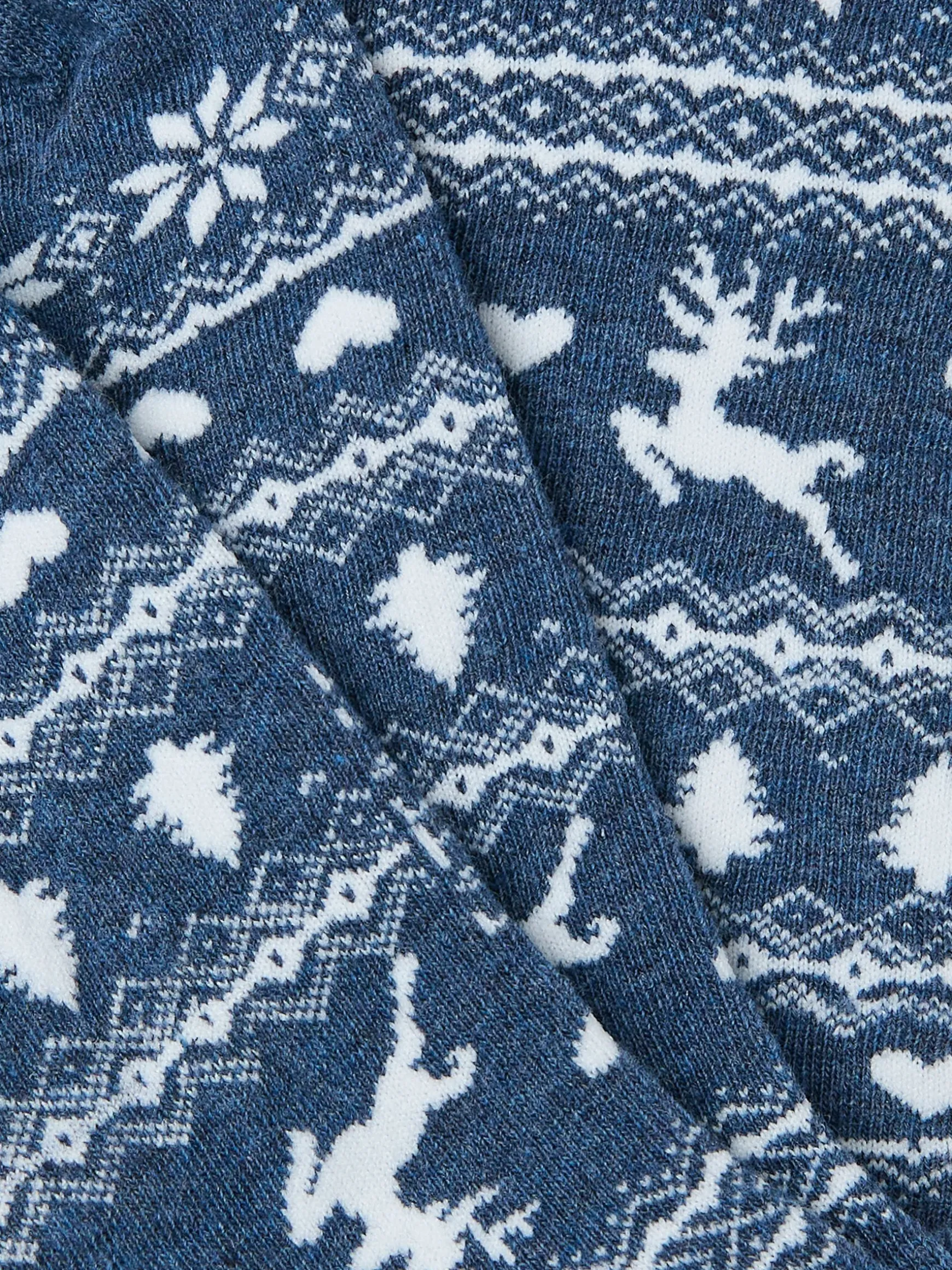 FatFace Womens Reindeer Fairisle Pattern Socks 1 Pack Blue Navy Sale