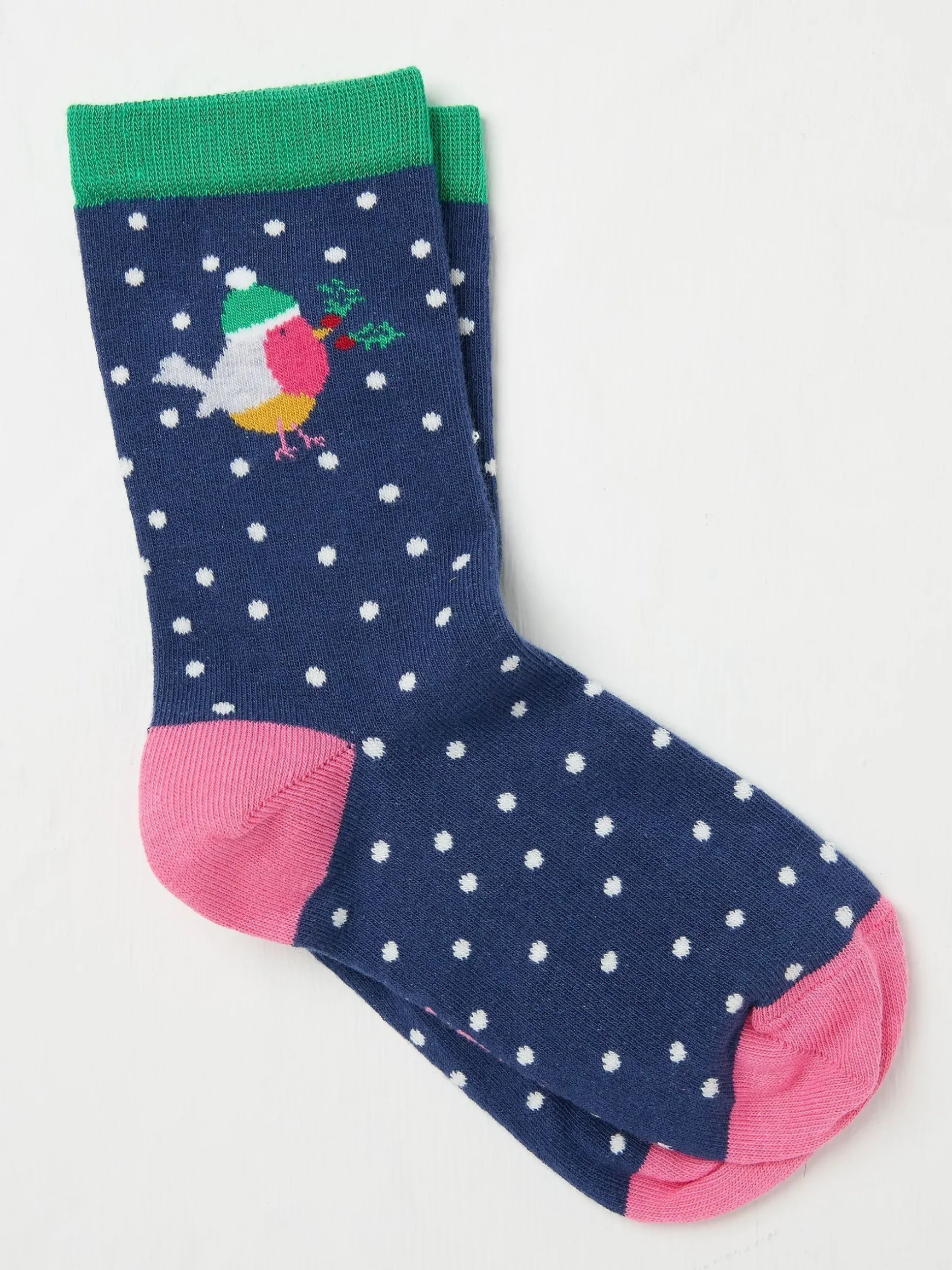 FatFace Womens Robin Spot Socks 1 Pack Blue Navy Cheap