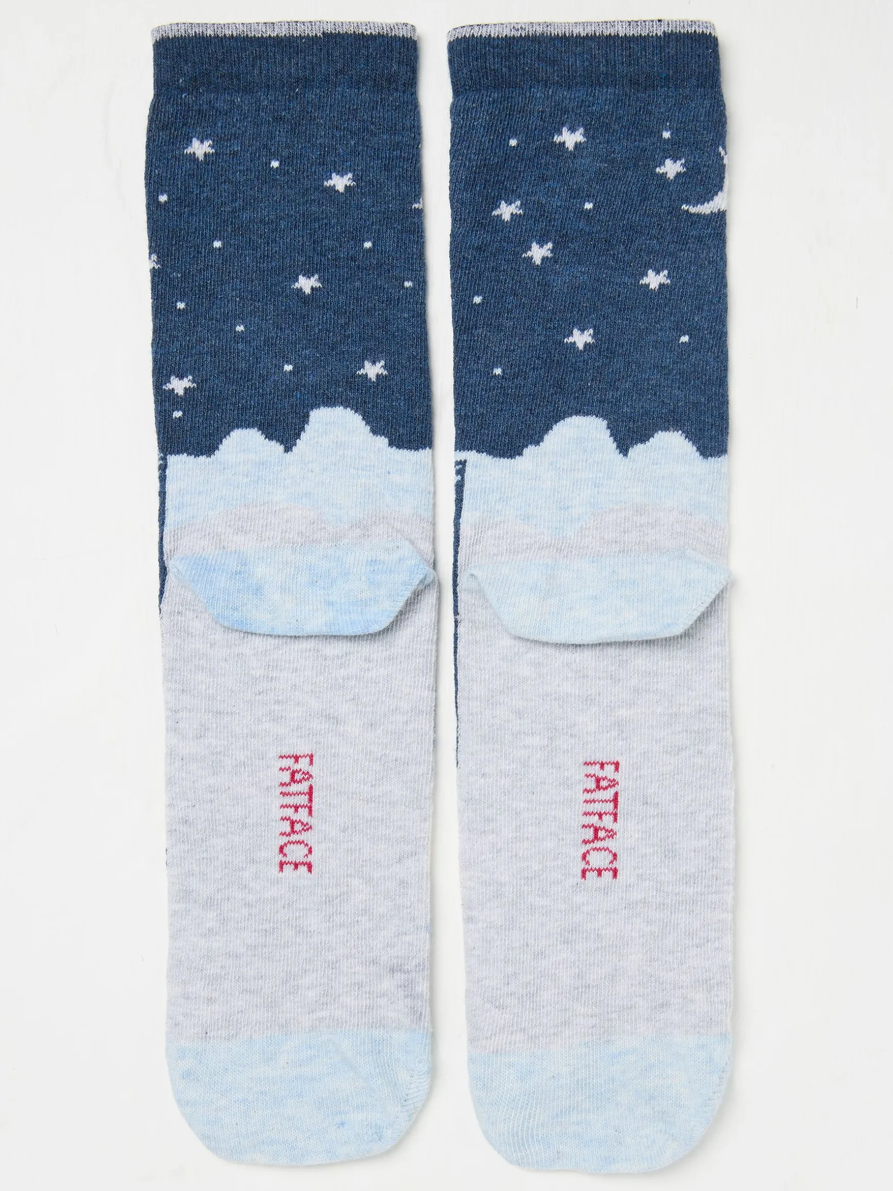 FatFace Womens Snow Scene Socks 1 Pack Blue Navy Outlet