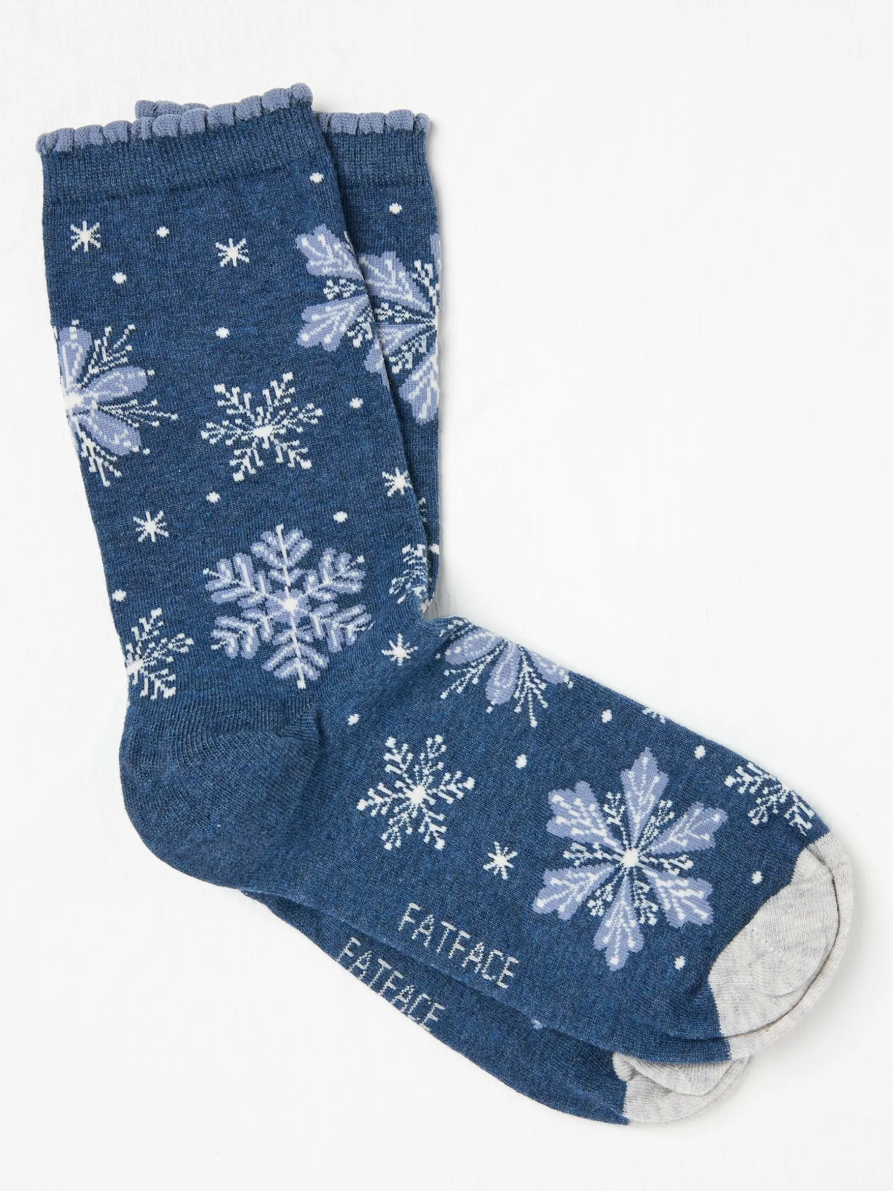 FatFace Womens Snowflake Socks 1 Pack Blue Navy Outlet