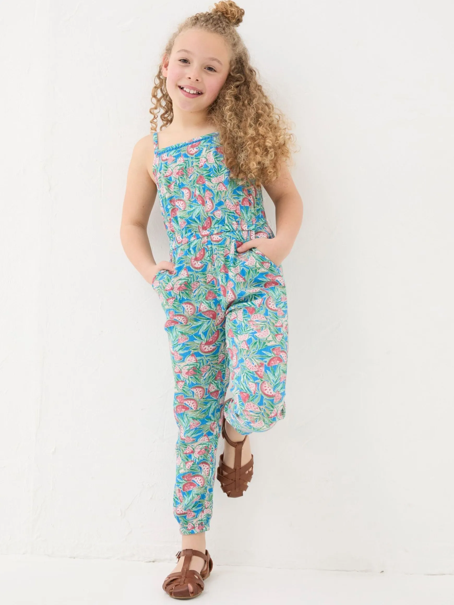 FatFace Paisley Print Jumpsuit Blue Outlet