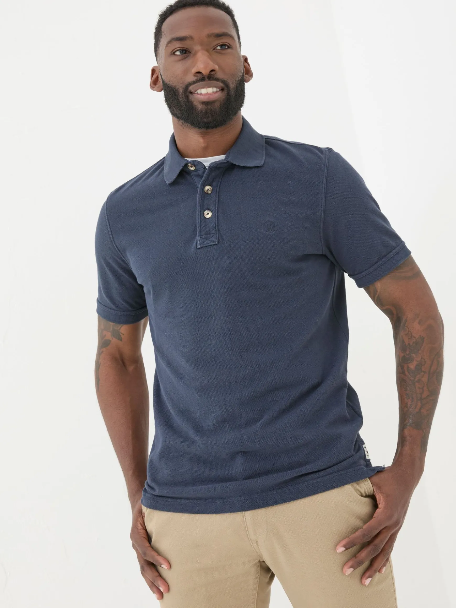 FatFace Pique Polo Shirt Blue Fashion