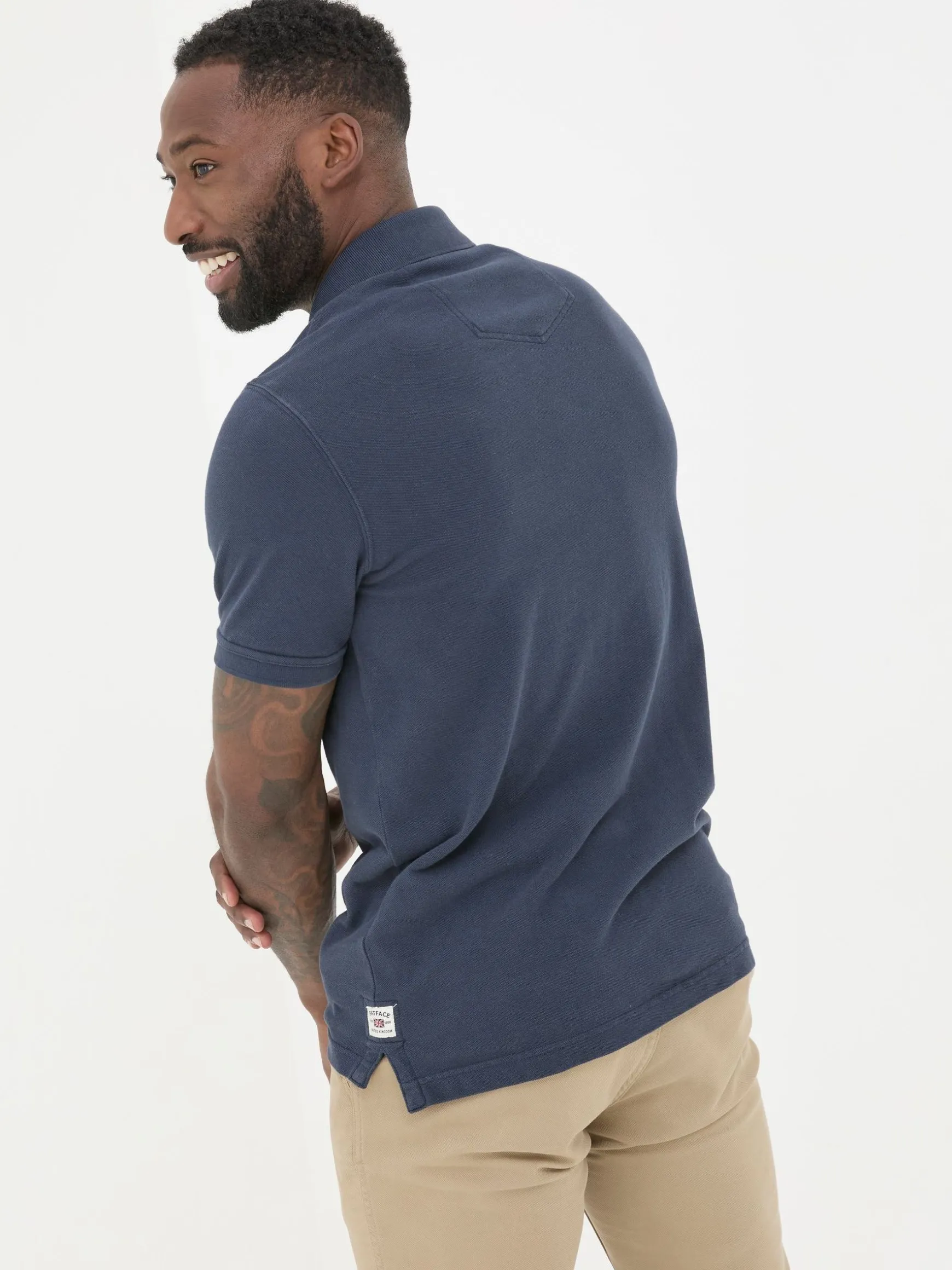 FatFace Pique Polo Shirt Blue Fashion