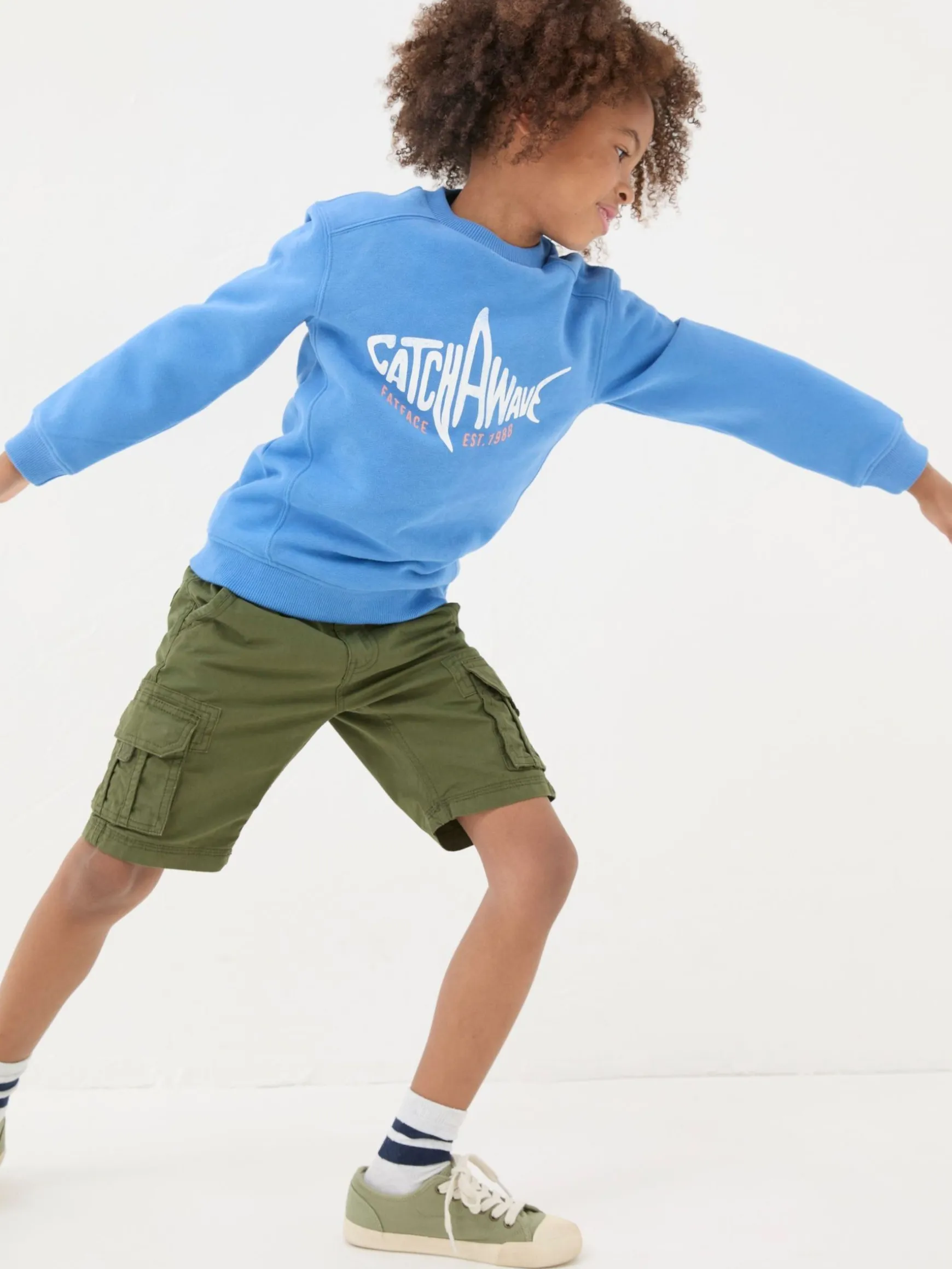 FatFace Shark Crew Sweatshirt Blue Sale