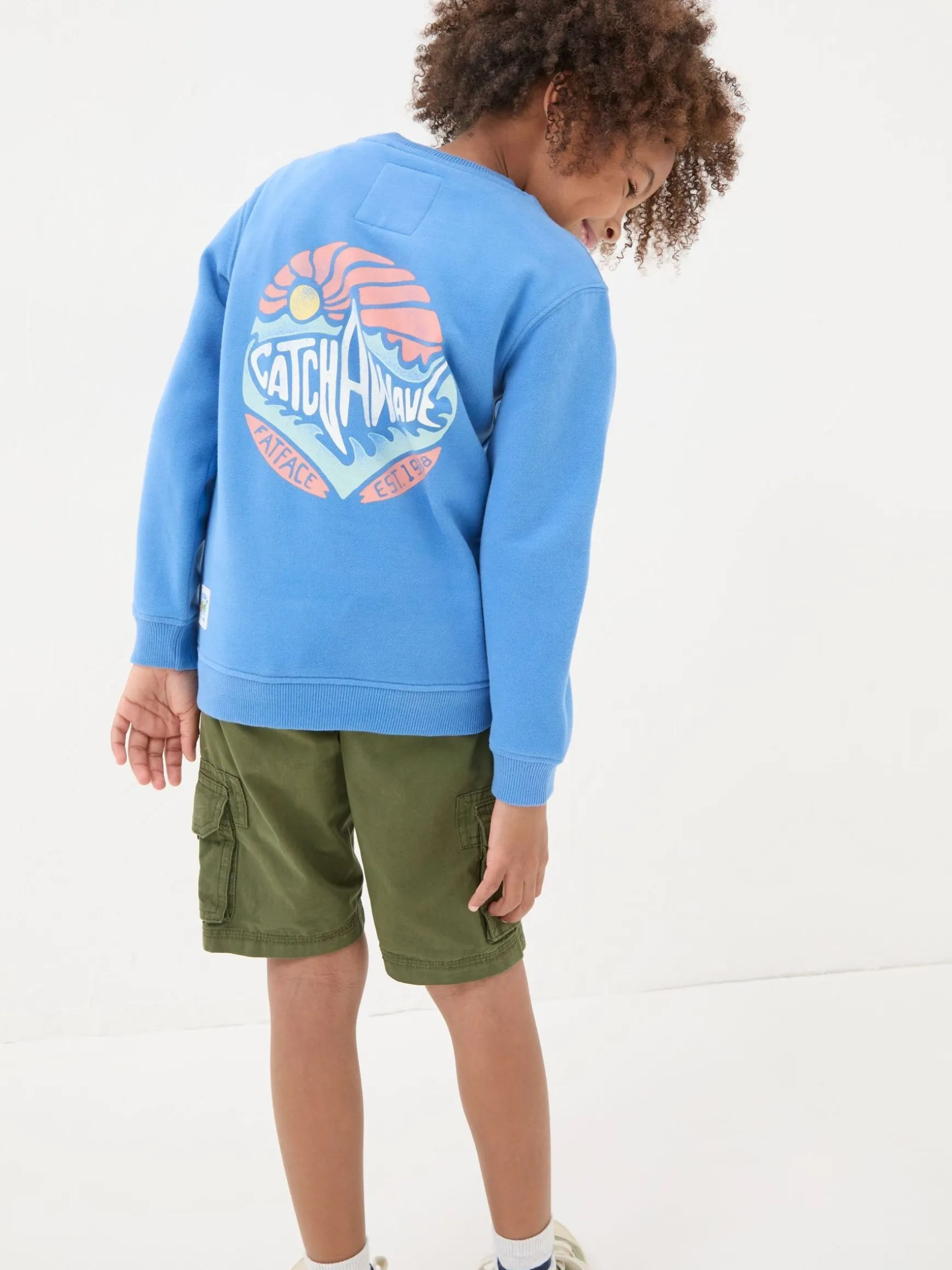 FatFace Shark Crew Sweatshirt Blue Sale