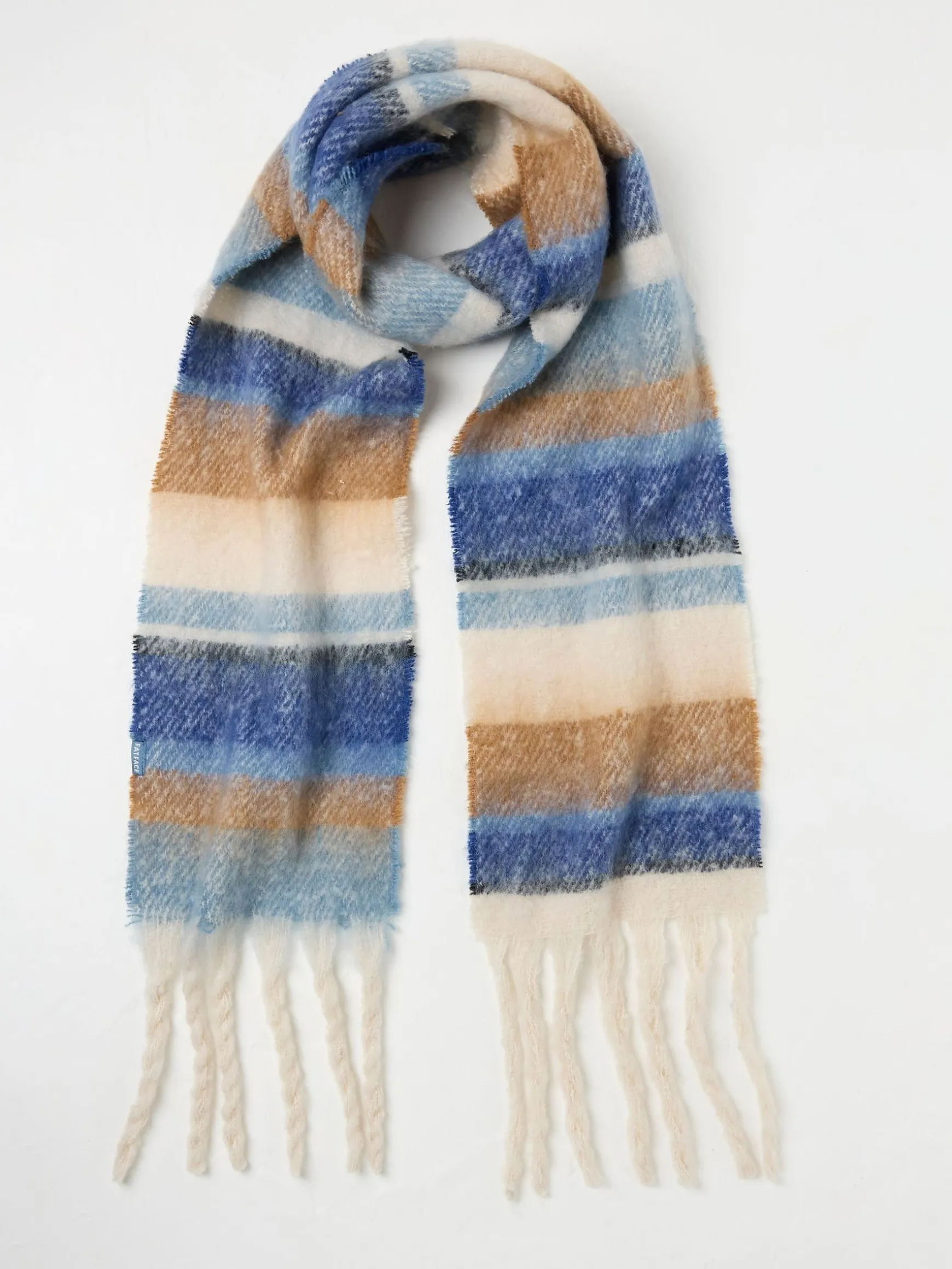 FatFace Skinny Stripe Scarf Blue Flash Sale