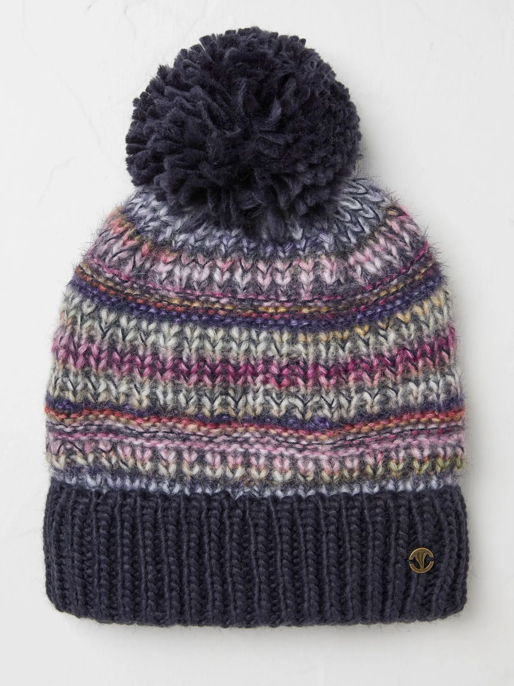 FatFace Spacedye Bobble Hat Blue Flash Sale