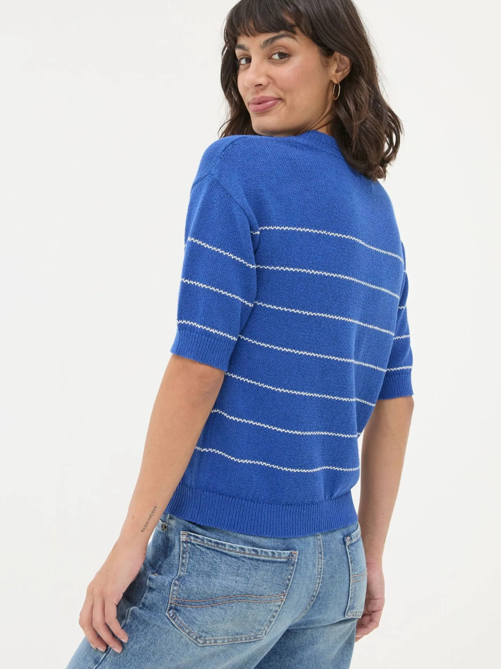 FatFace Taya Knitted Top Blue Shop