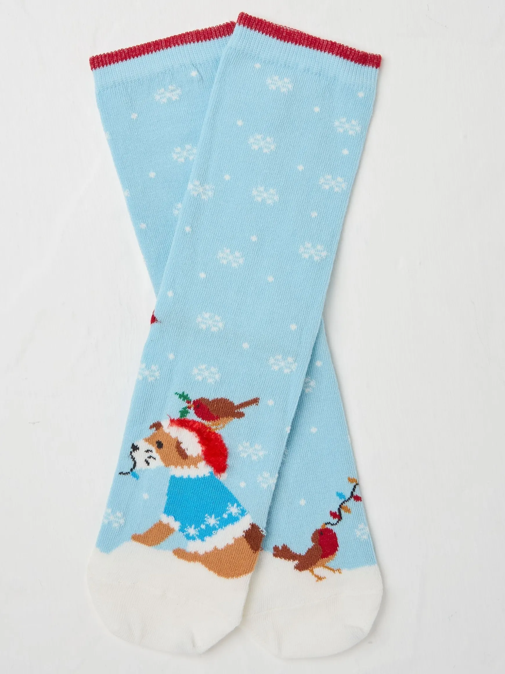 FatFace Womens Dog And Robin Socks 1 Pack Blue Clearance