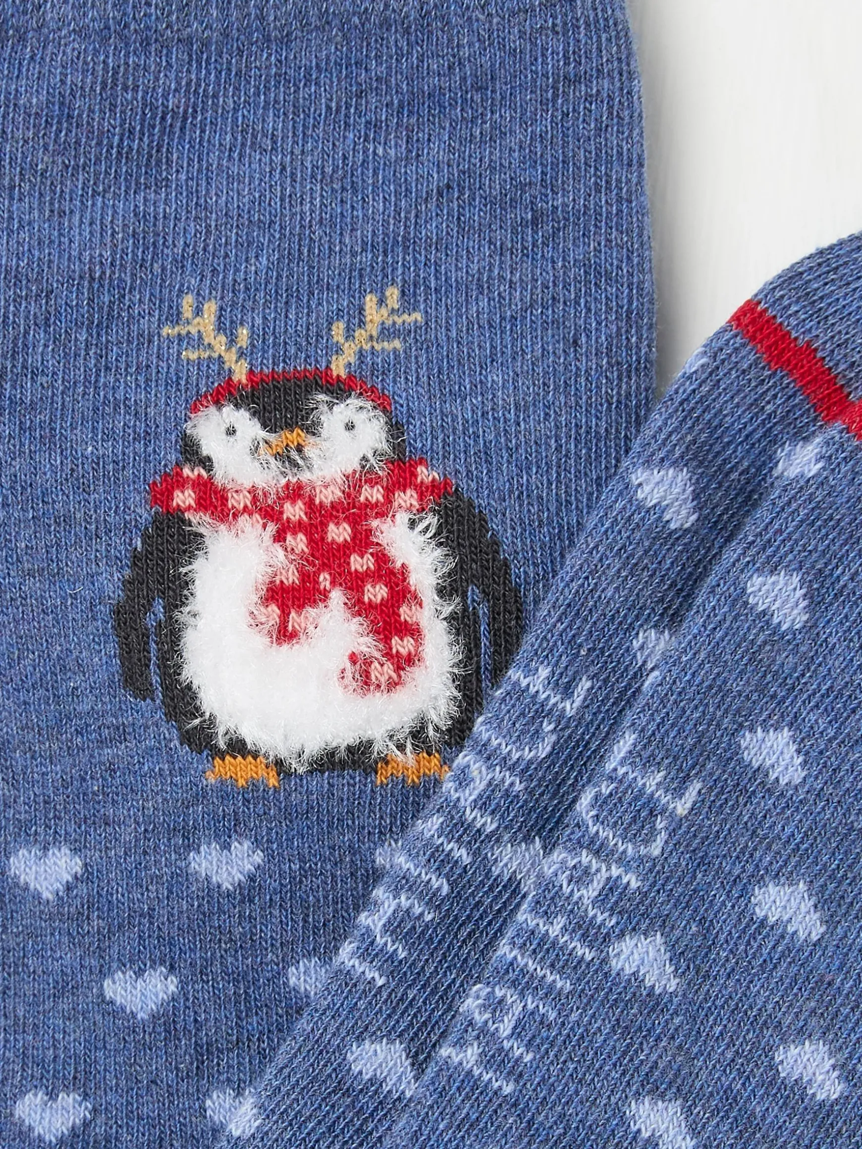 FatFace Womens Fluffy Festive Penguin Socks 1 Pack Blue New