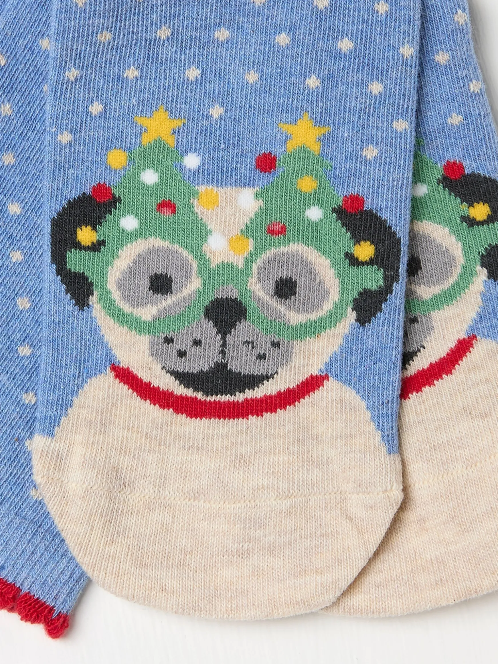 FatFace Womens Pug In Glasses Socks 1 Pack Blue Store