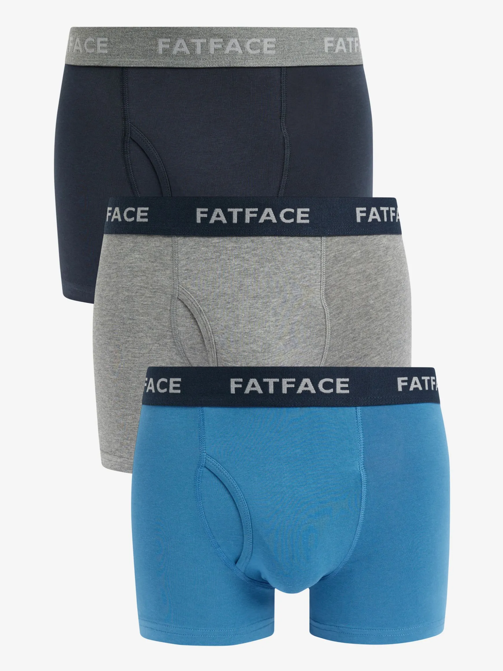 FatFace Classic Cotton Boxer 3 Pack Blue/Grey Online