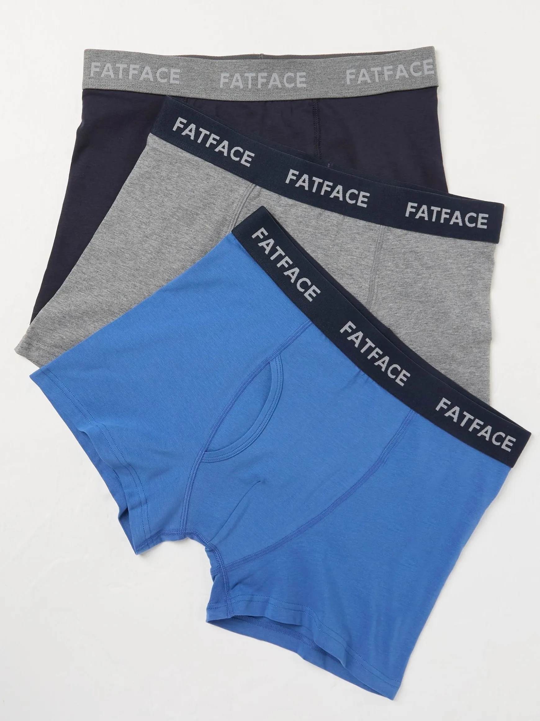 FatFace Classic Cotton Boxer 3 Pack Blue/Grey Online