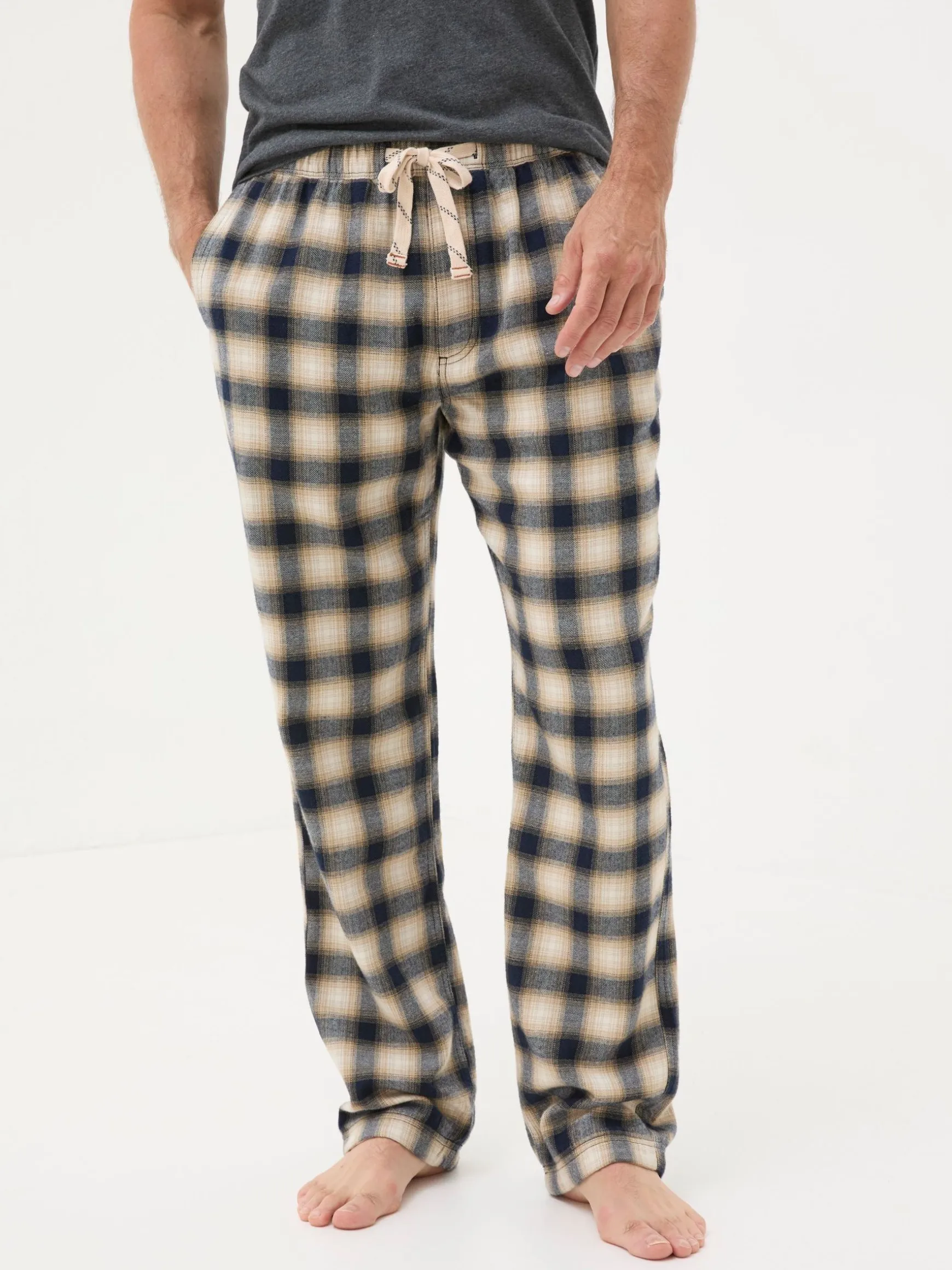 FatFace Bosham Check Pyjama Bottoms Natural New