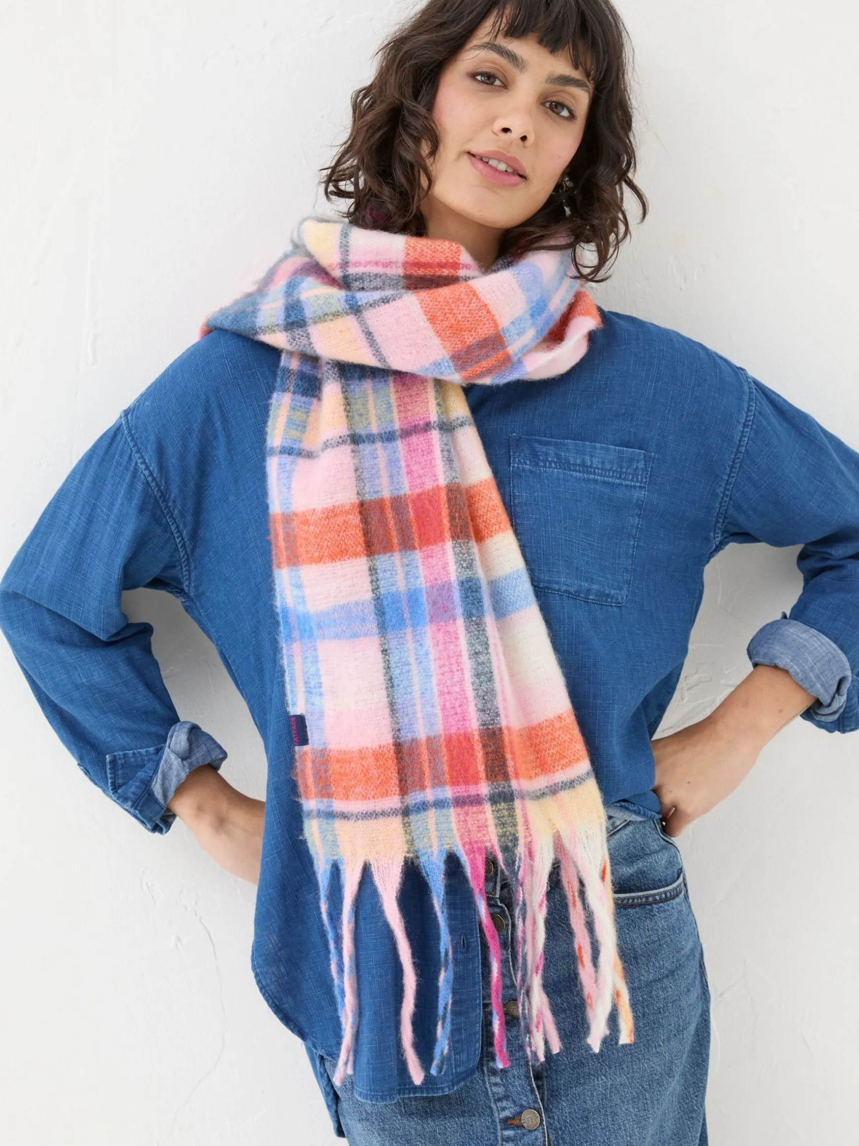 FatFace Bright Check Scarf Multi Best