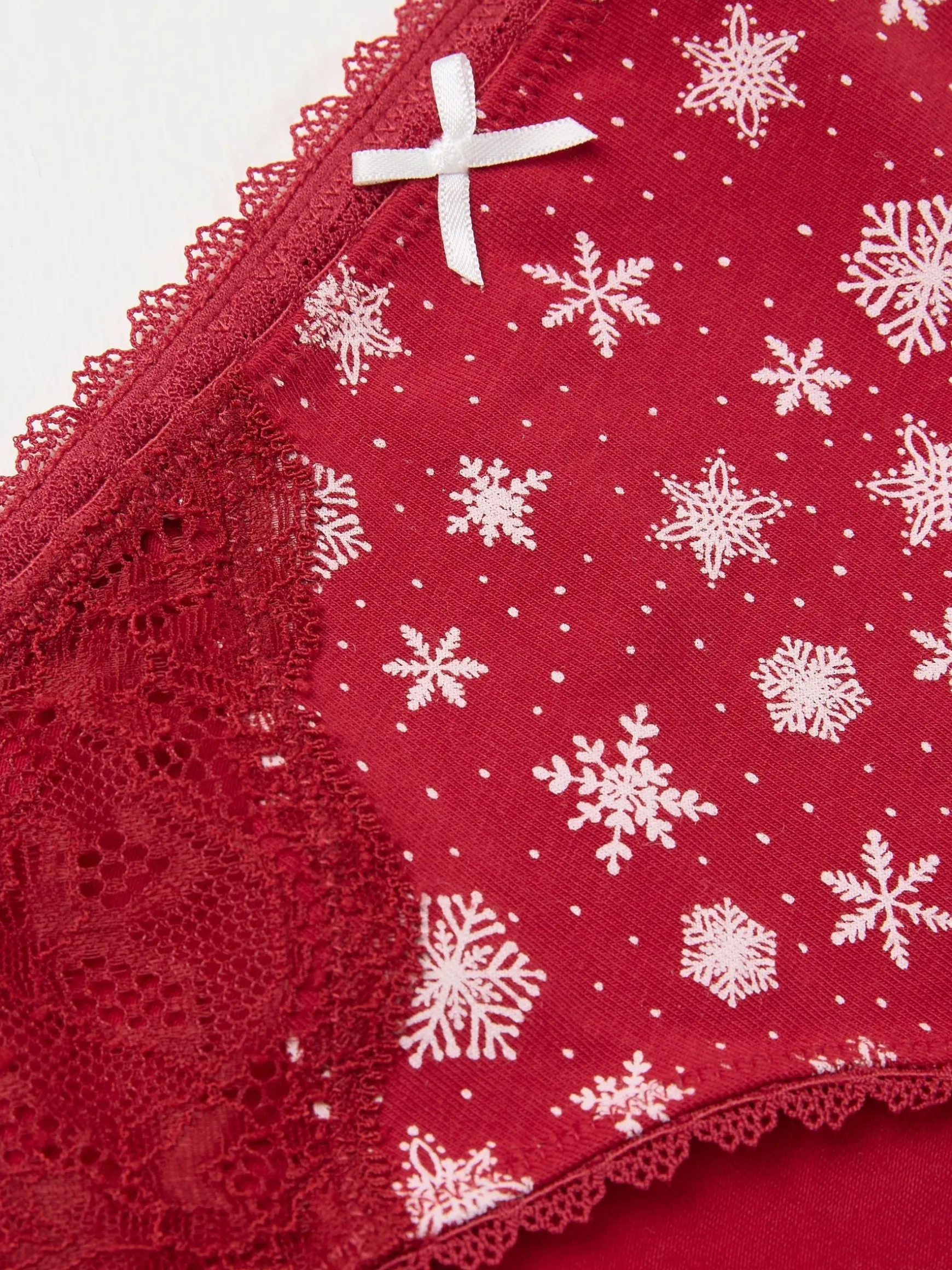 FatFace Snowflake Mini Knickers Bright Red Cheap