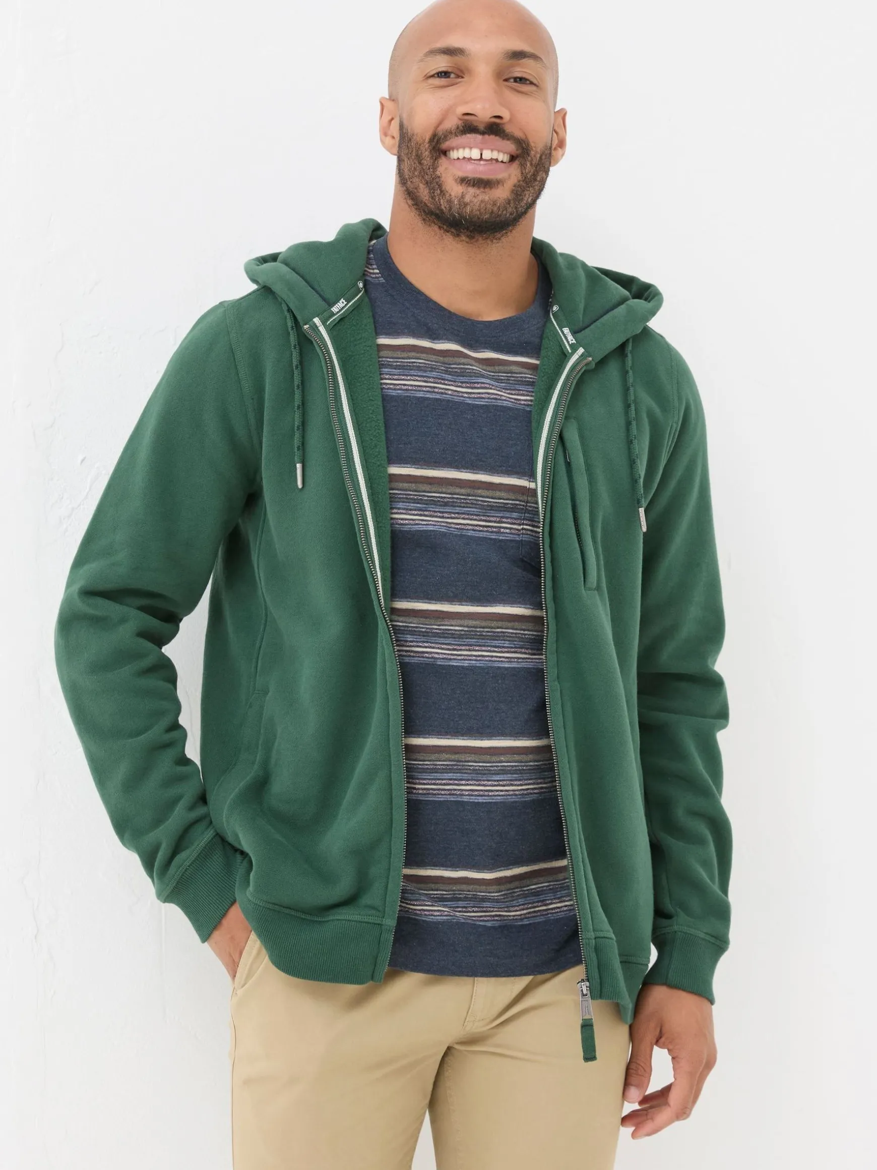 FatFace Brooke Zip Through Hoodie Dark Green Hot