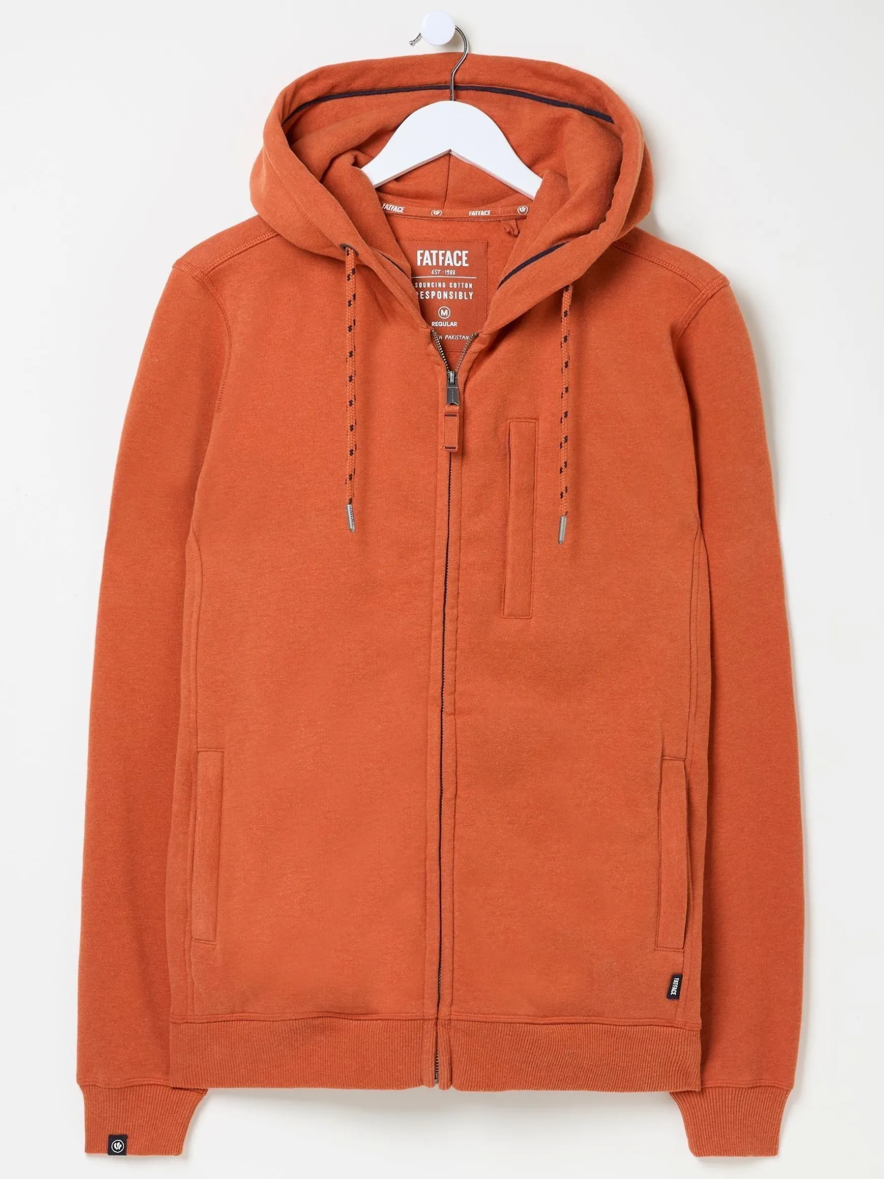 FatFace Brooke Zip Through Hoodie Orange Outlet