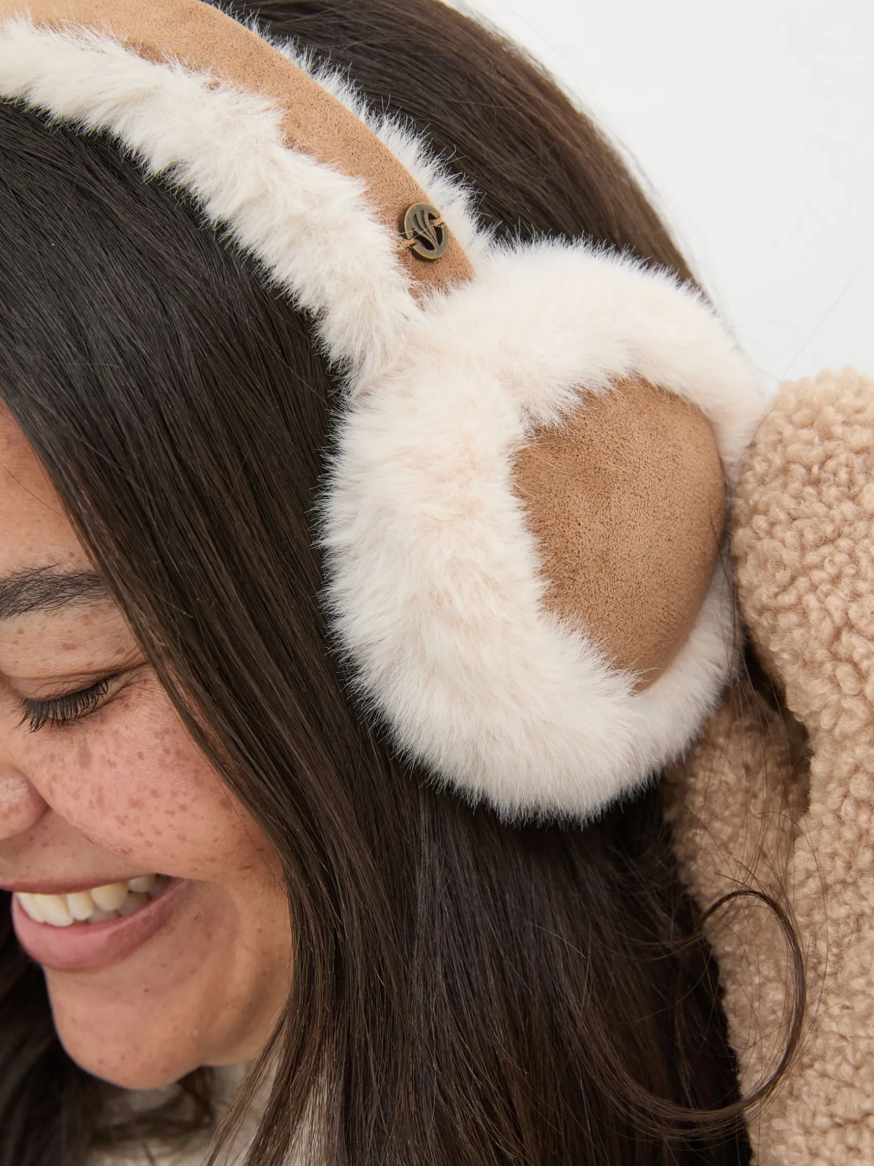 FatFace Fluffy Earmuffs Brown Fashion