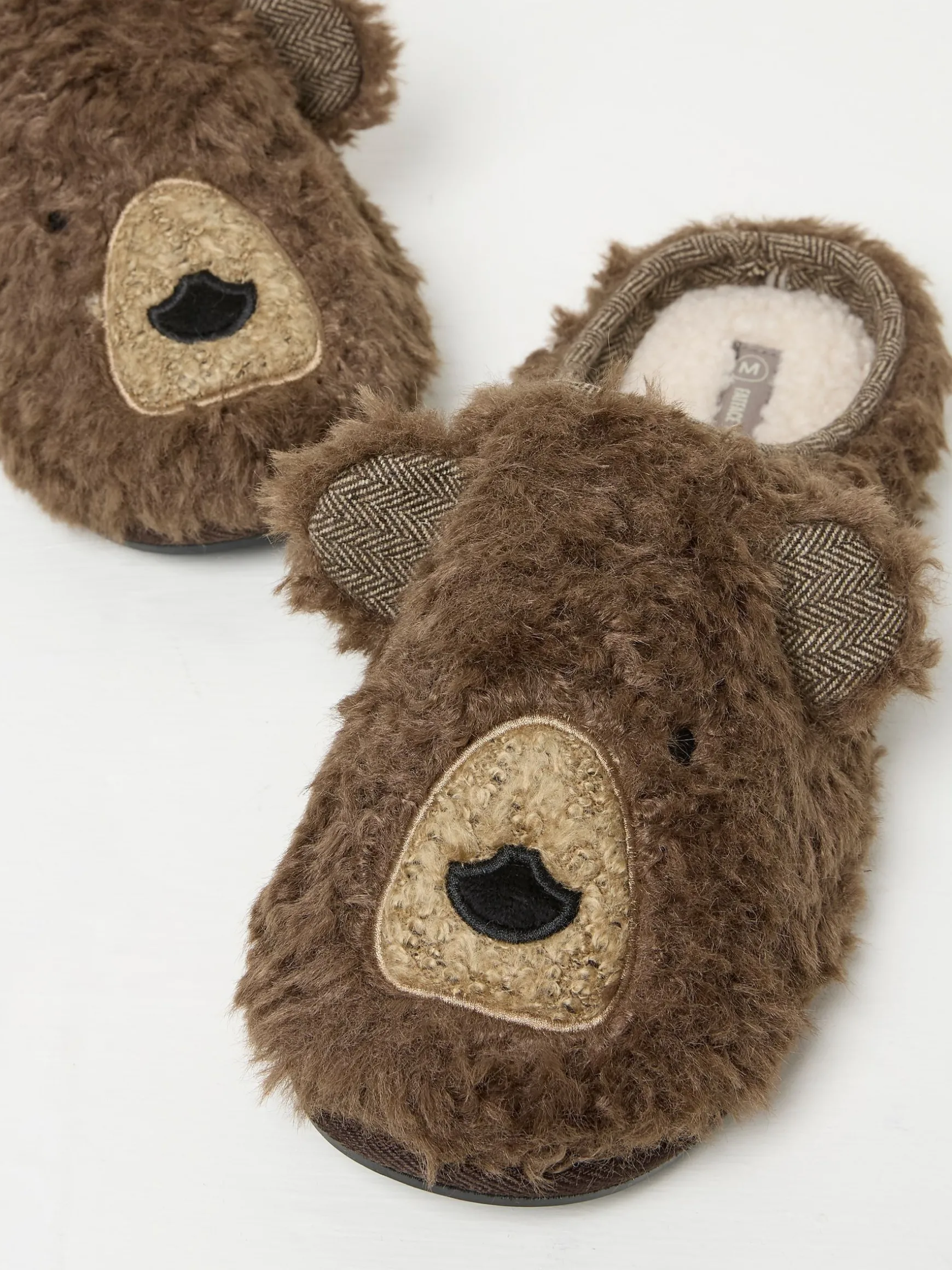 FatFace Grizzly Bear Slippers Brown Clearance