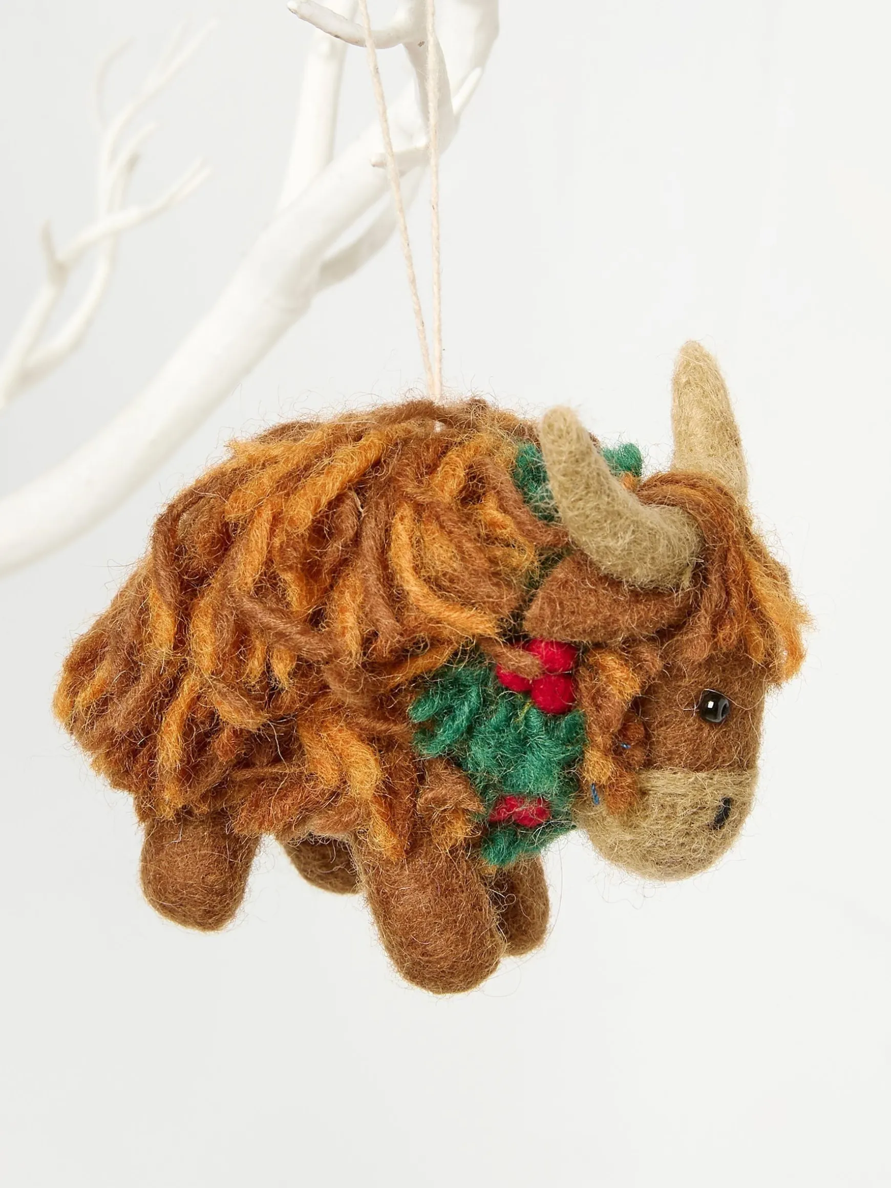 FatFace Hettie Highland Cow Christmas Decoration Brown Cheap