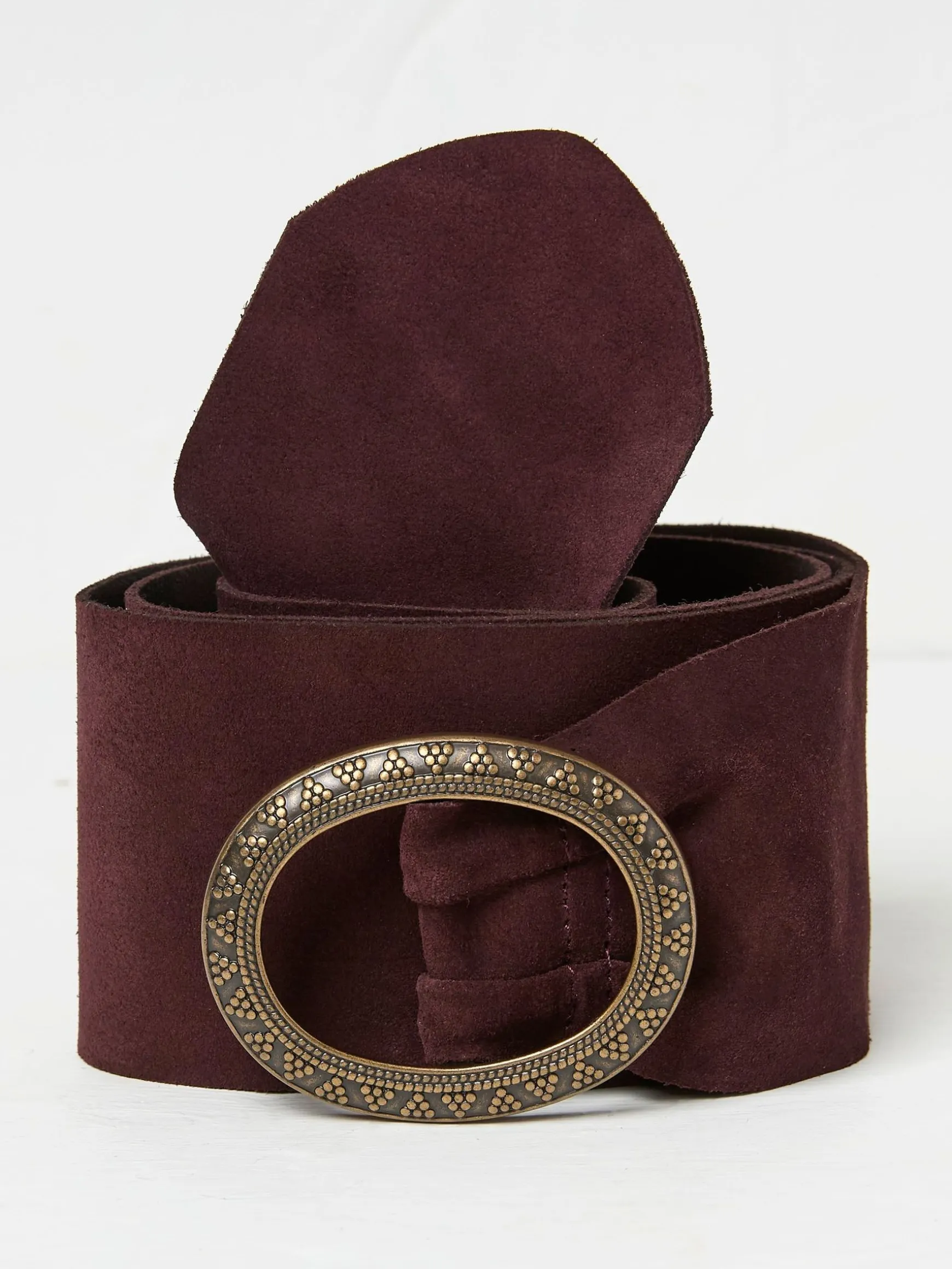 FatFace Soft Wide Waist Belt Burgundy Red Sale