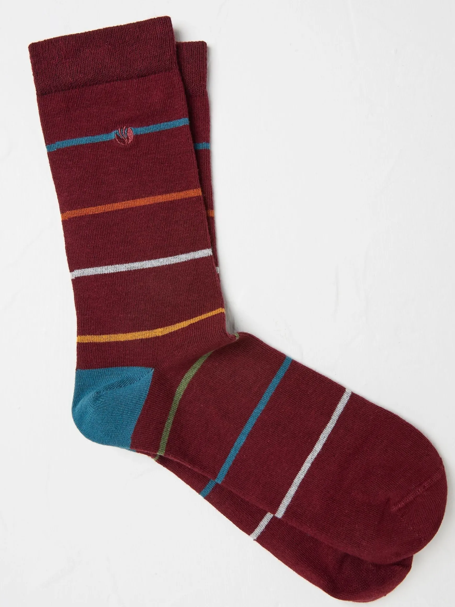 FatFace Men's Socks 1 Pack Burgundy Red Stripe Best Sale