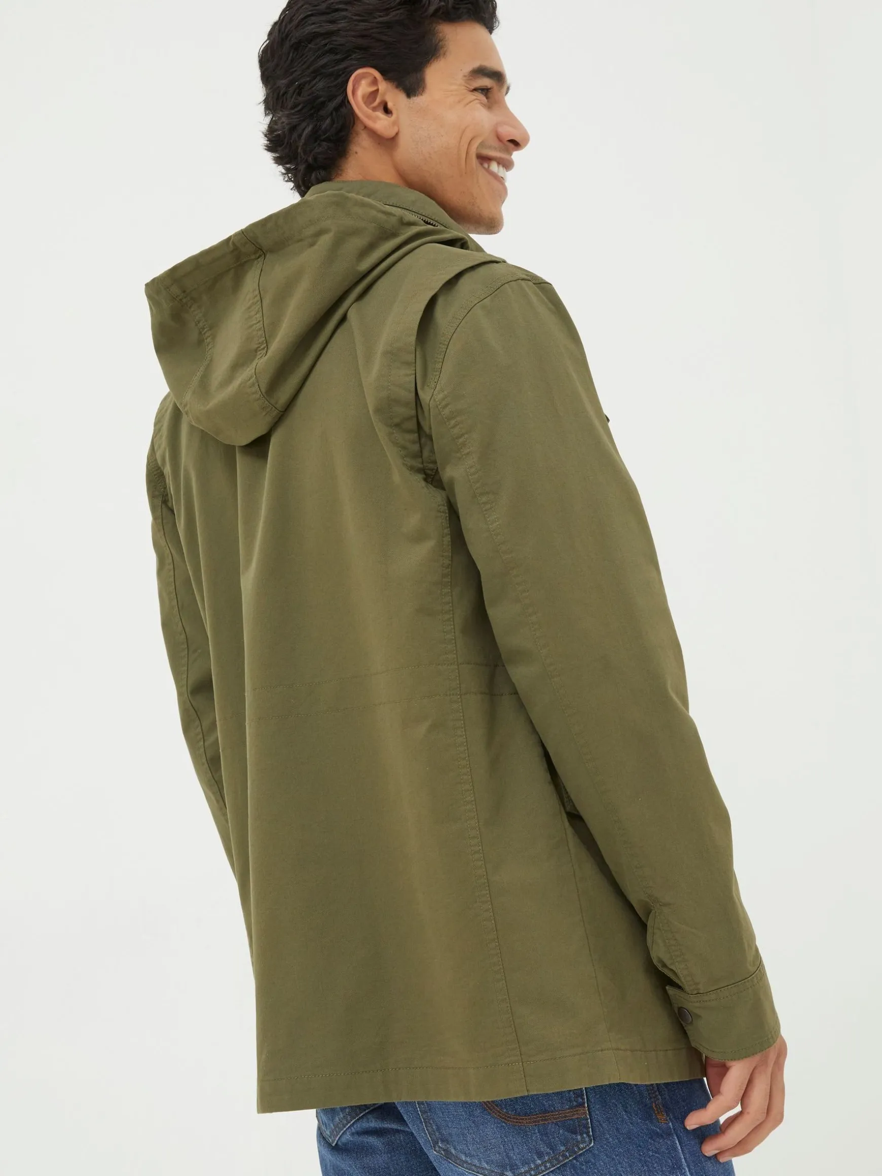 FatFace Calcot Cotton 4 Pocket Jacket Green Outlet