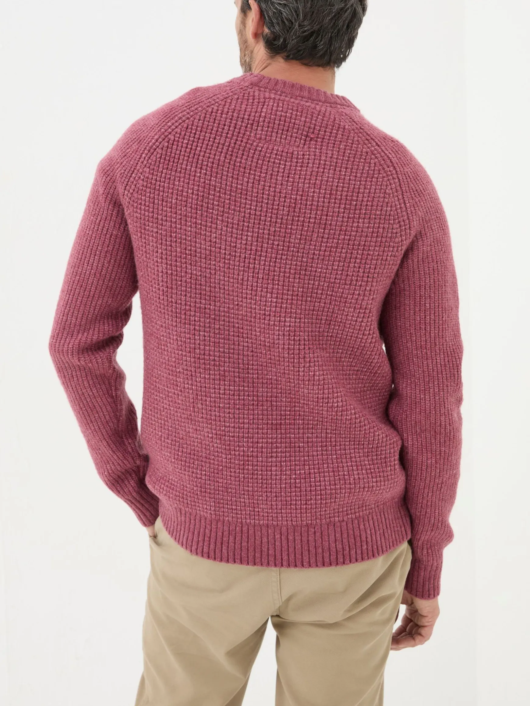 FatFace Calder Crew Neck Jumper Dark Pink Hot