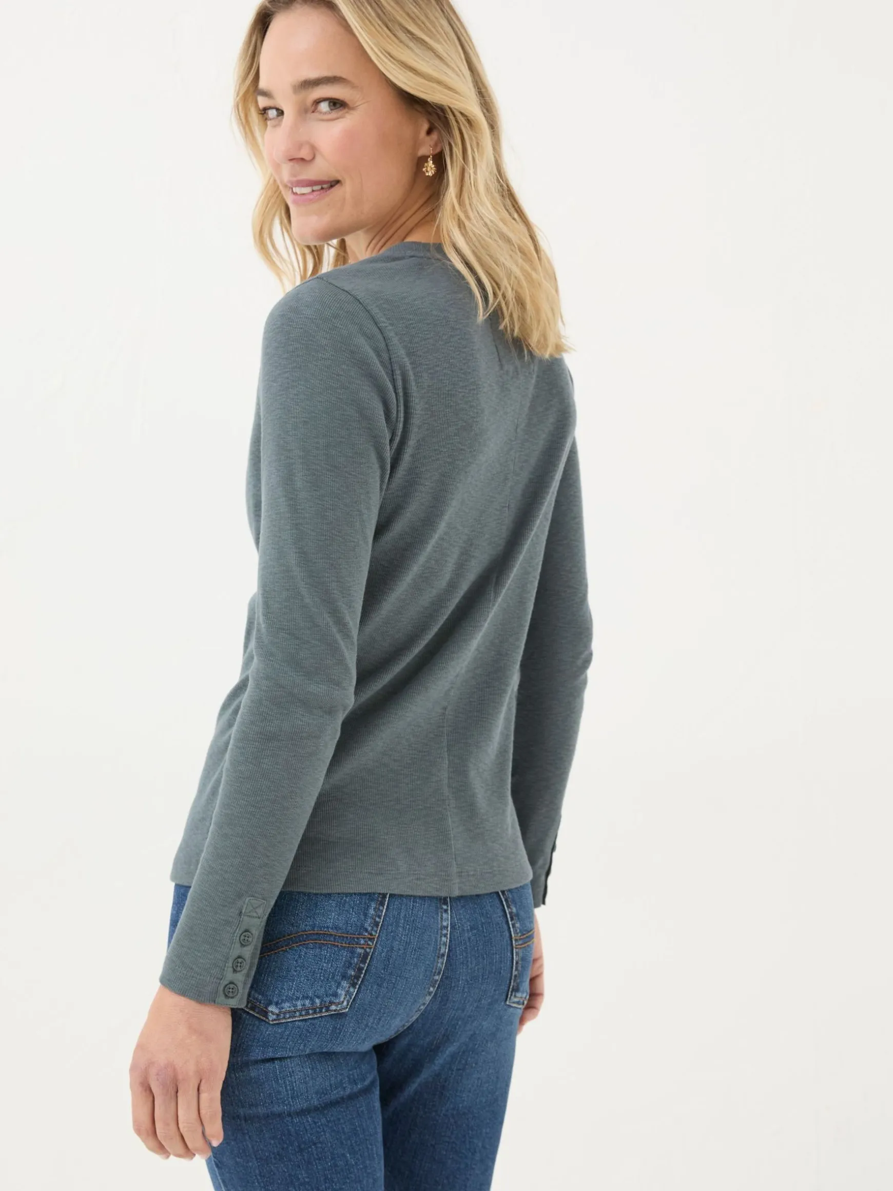 FatFace Callie Long Sleeve Top Grey Shop