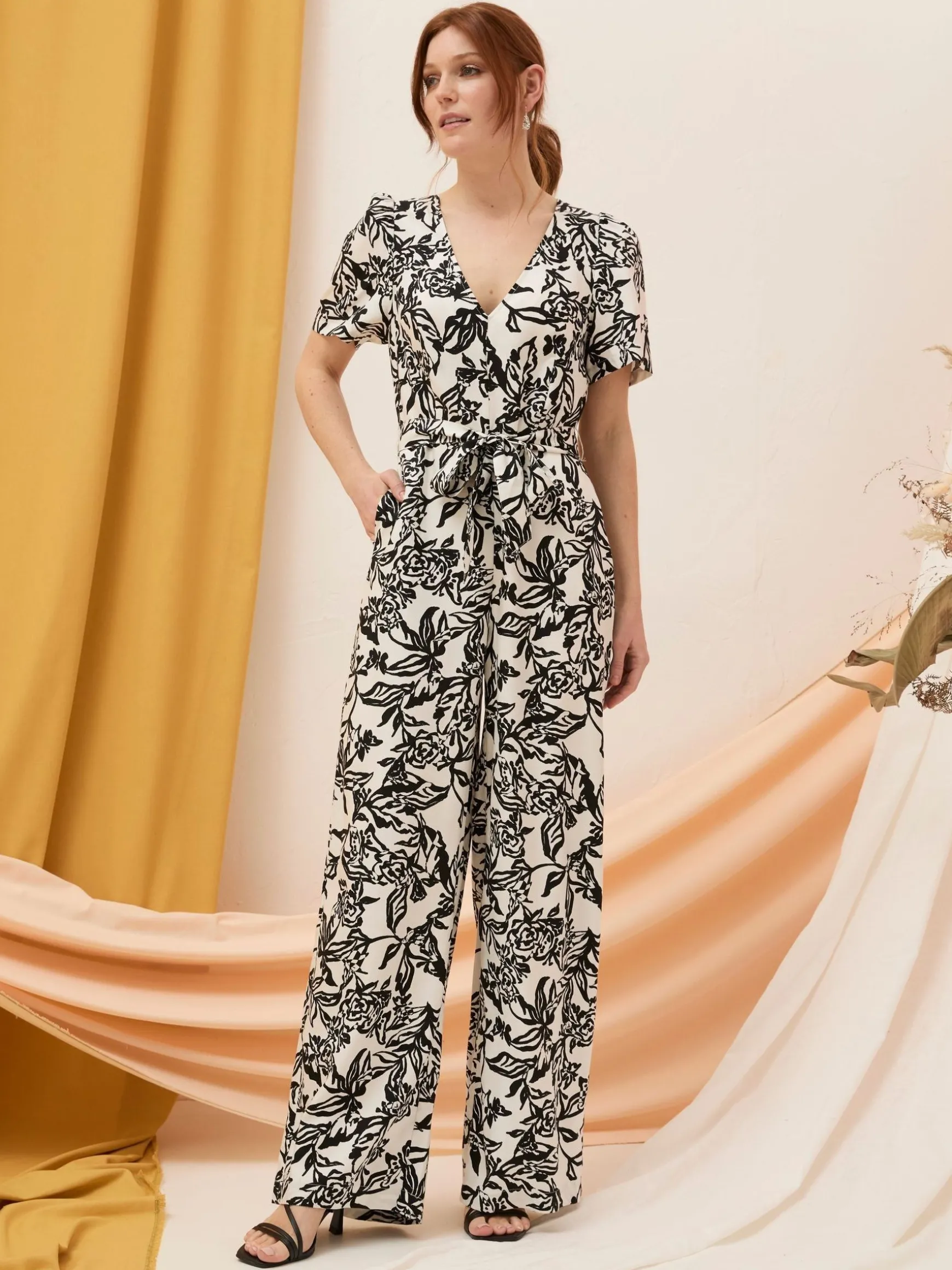 FatFace Camellia Botanical Jumpsuit Natural Cheap