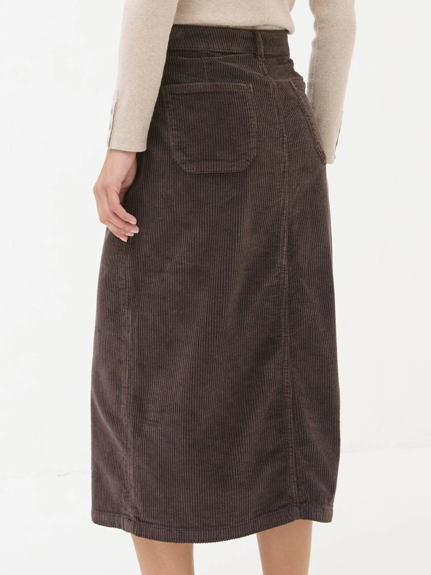 FatFace Carla Cord Midi Skirt Dark Brown Best