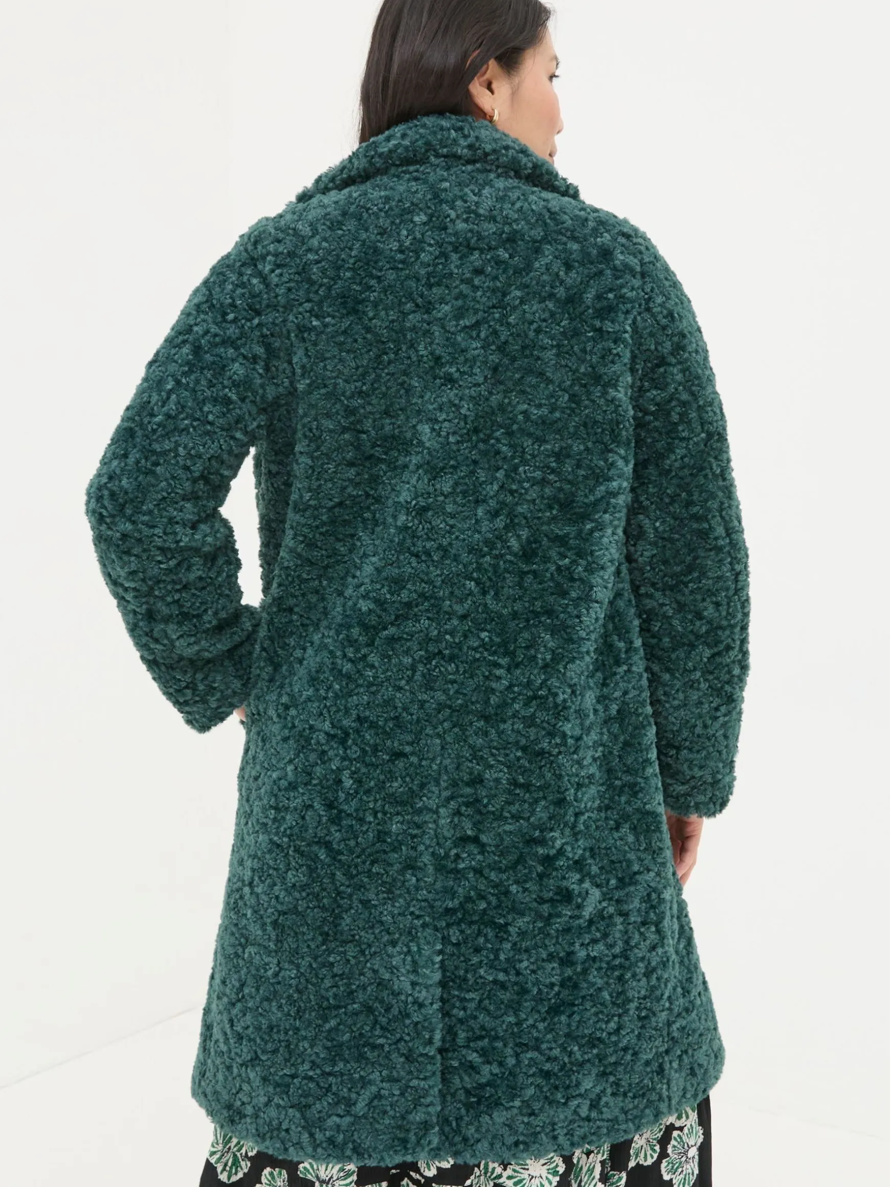 FatFace Catie Teddy Coat Green Sale