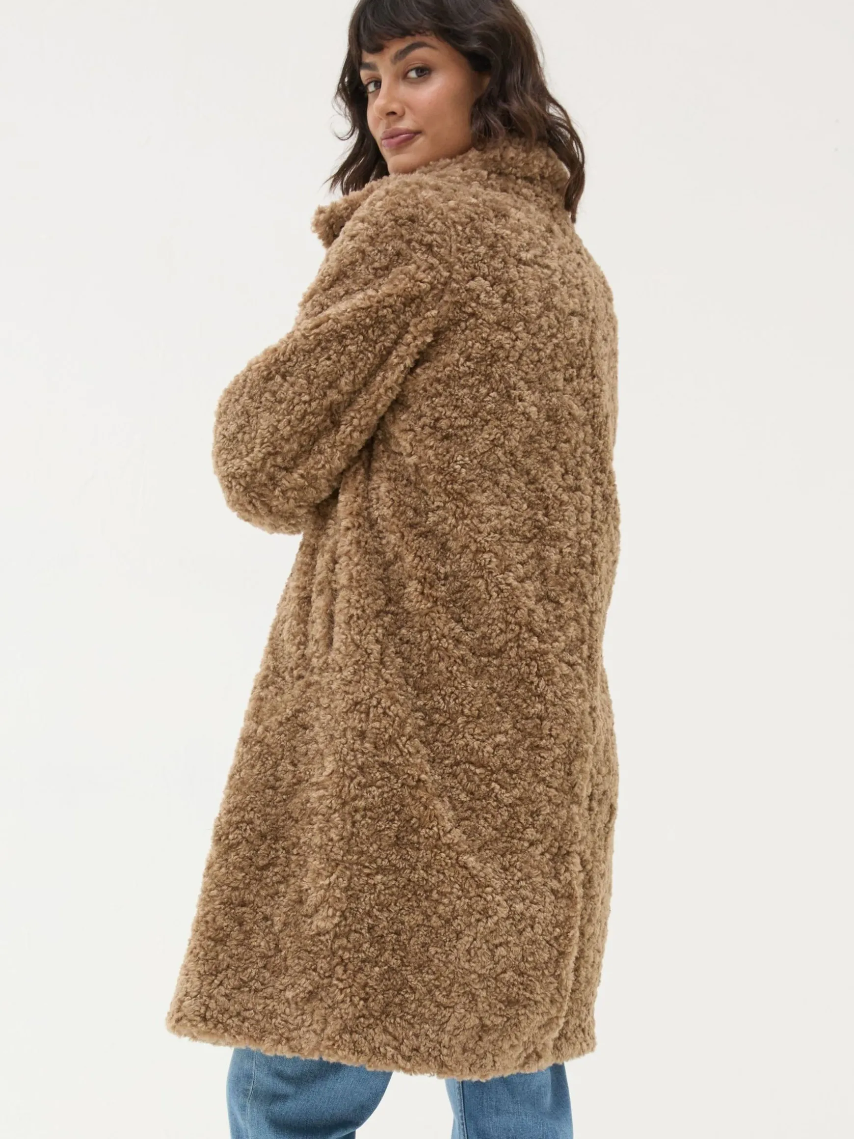 FatFace Catie Teddy Coat Natural Cheap