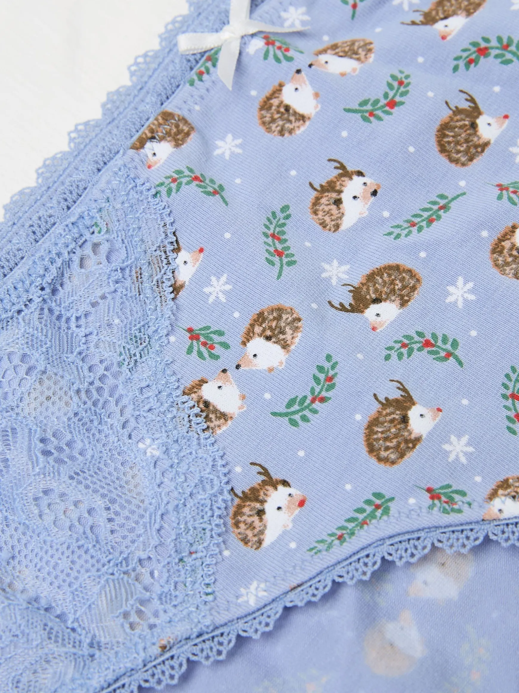 FatFace Festive Hedgehog Mini Knickers Chambray Blue Cheap