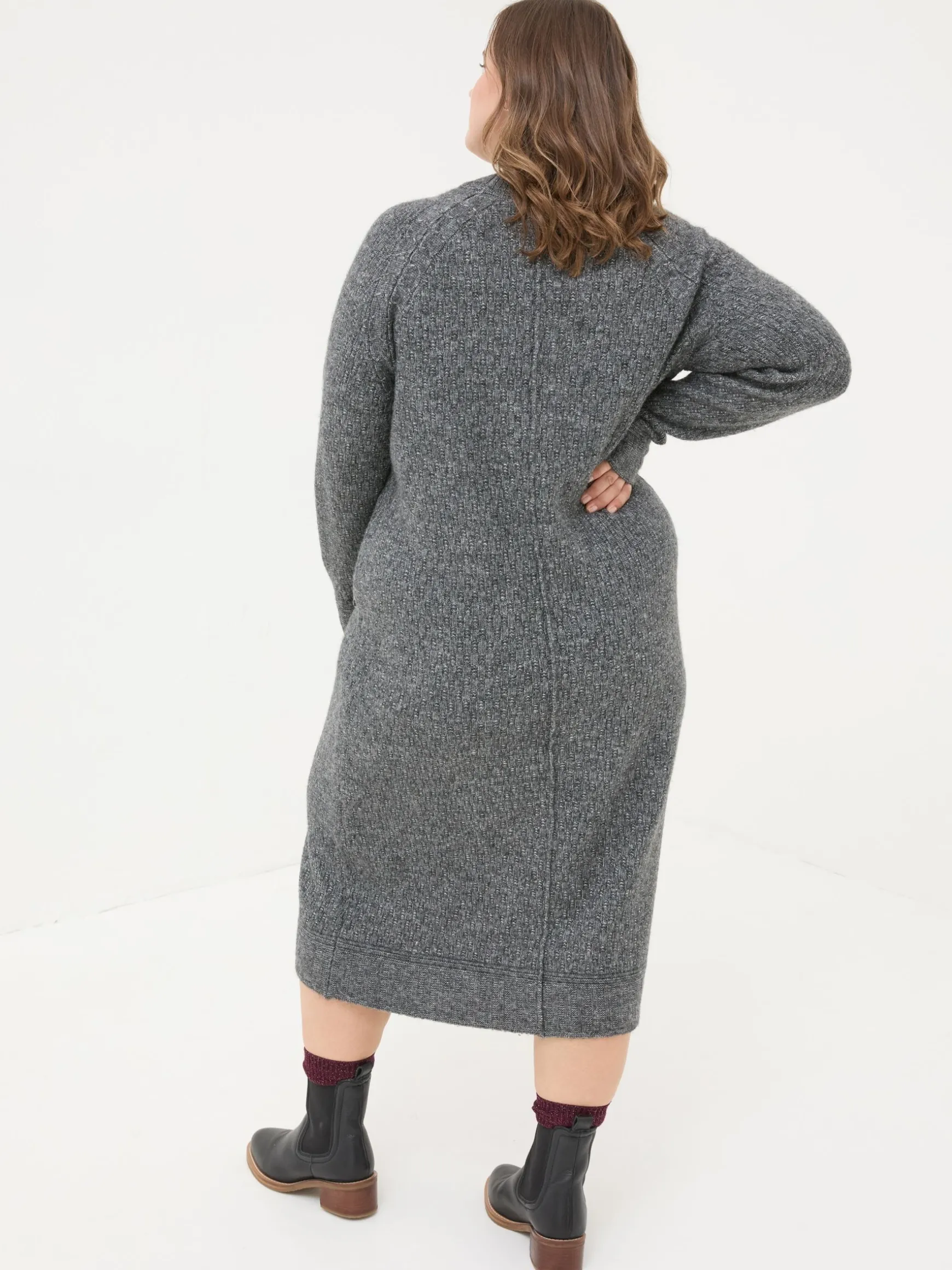 FatFace Maddy Knit Dress Charcoal Grey New